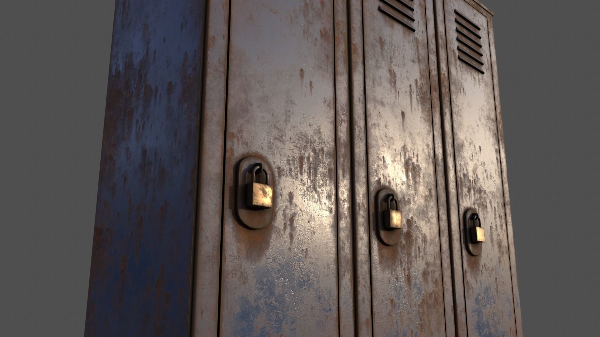 PBR School Gym Locker 01 - Blue Dark Low-poly 3D model_20