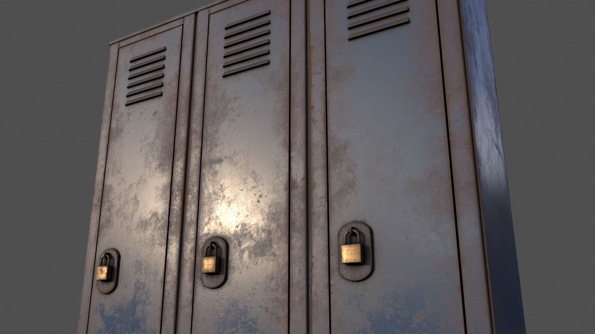 PBR School Gym Locker 01 - Blue Dark Low-poly 3D model_22