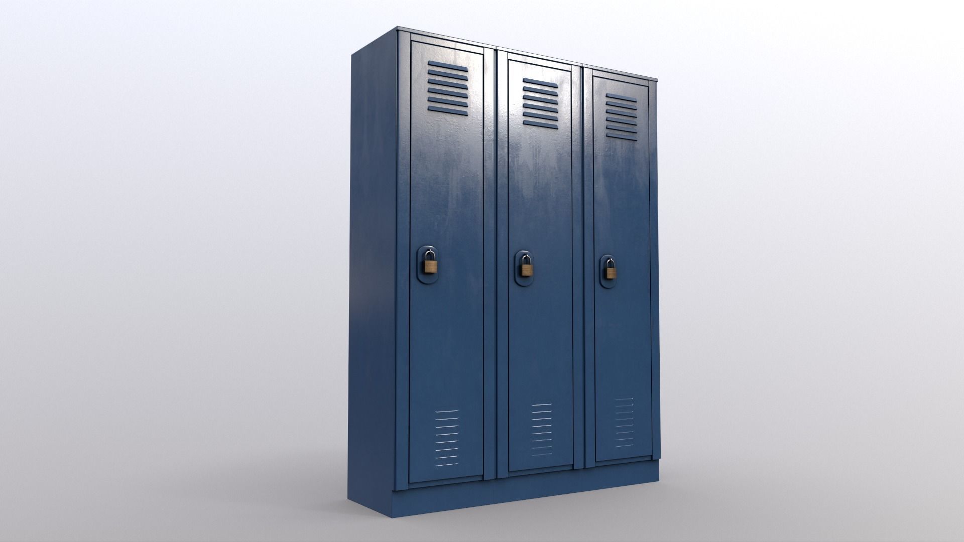 PBR School Gym Locker 01 - Blue Dark Low-poly 3D model_8