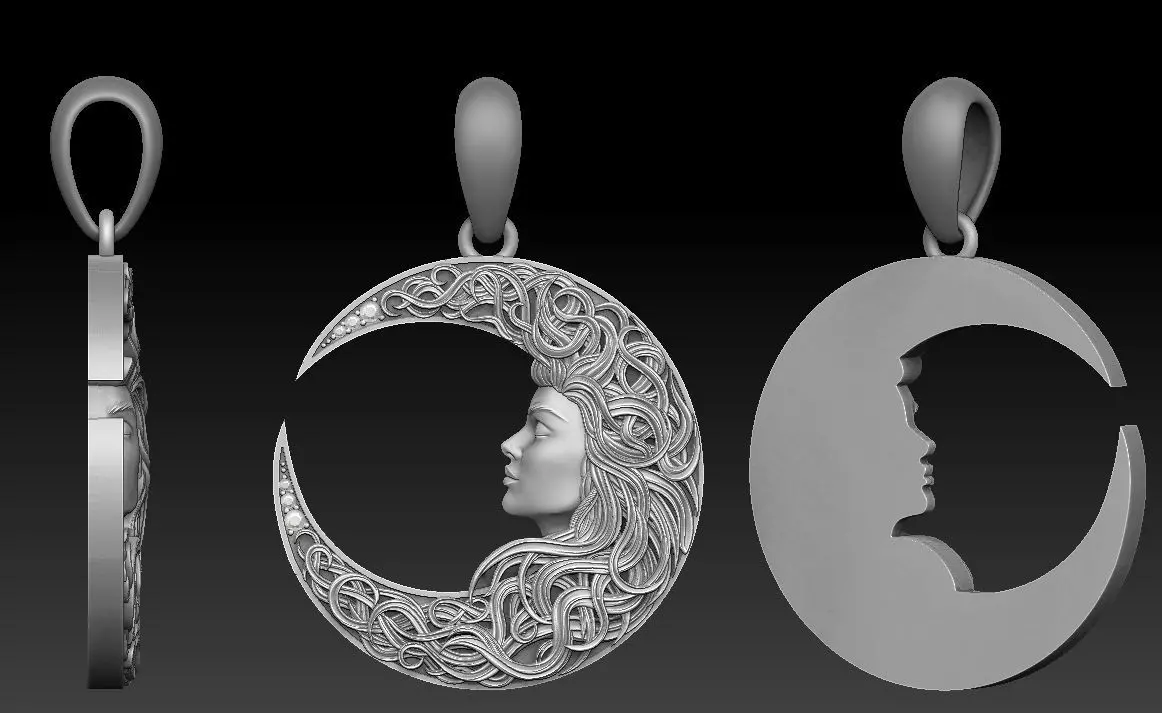 Moon pendant 3D print model 3D print model