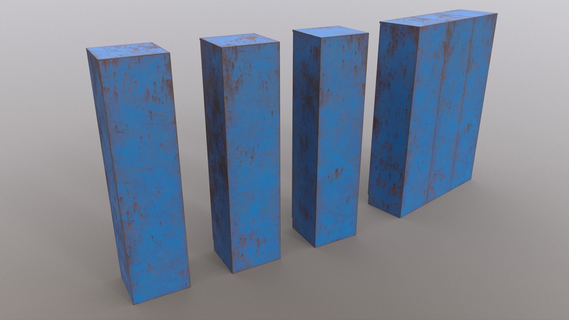 PBR School Gym Locker 01 - Blue Light Low-poly 3D model_17