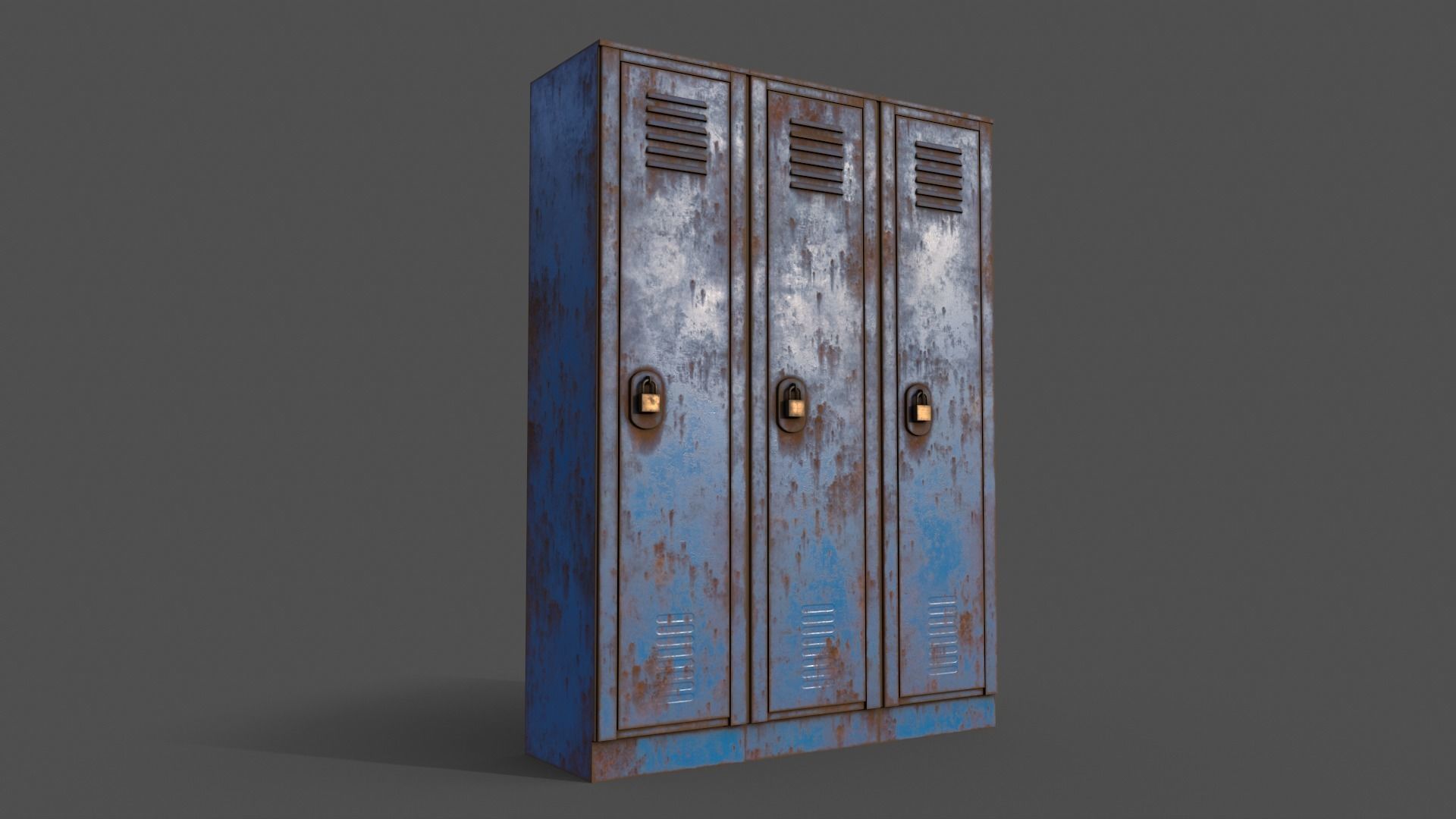 PBR School Gym Locker 01 - Blue Light Low-poly 3D model_7