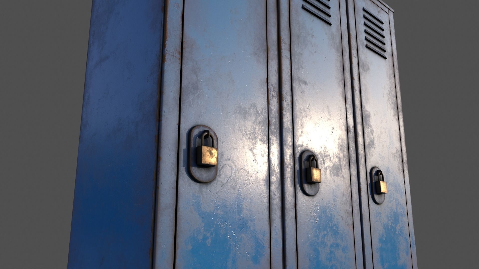 PBR School Gym Locker 01 - Blue Light Low-poly 3D model_19