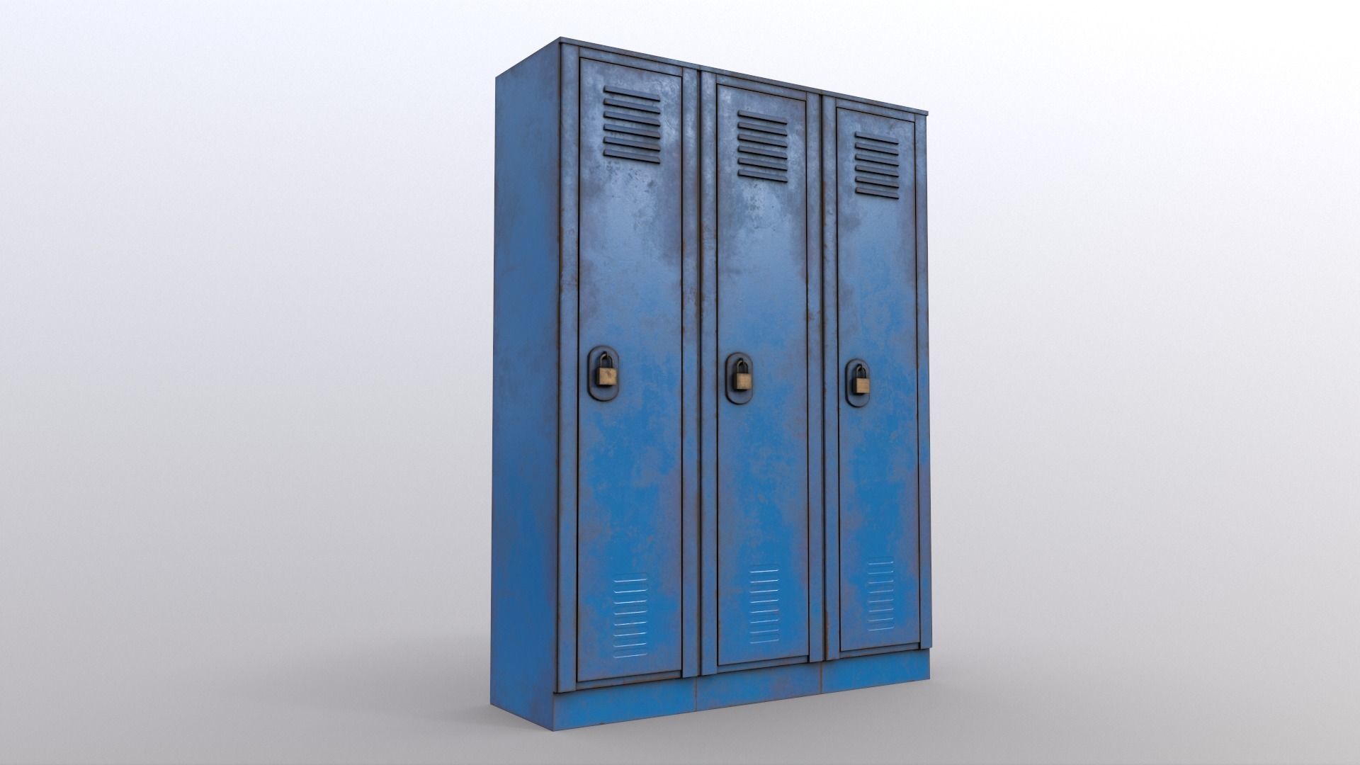 PBR School Gym Locker 01 - Blue Light Low-poly 3D model_9