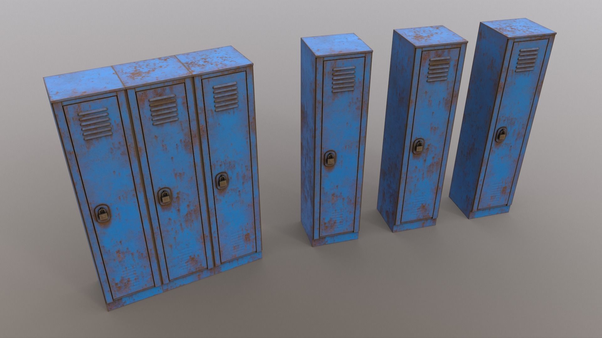 PBR School Gym Locker 01 - Blue Light Low-poly 3D model_16