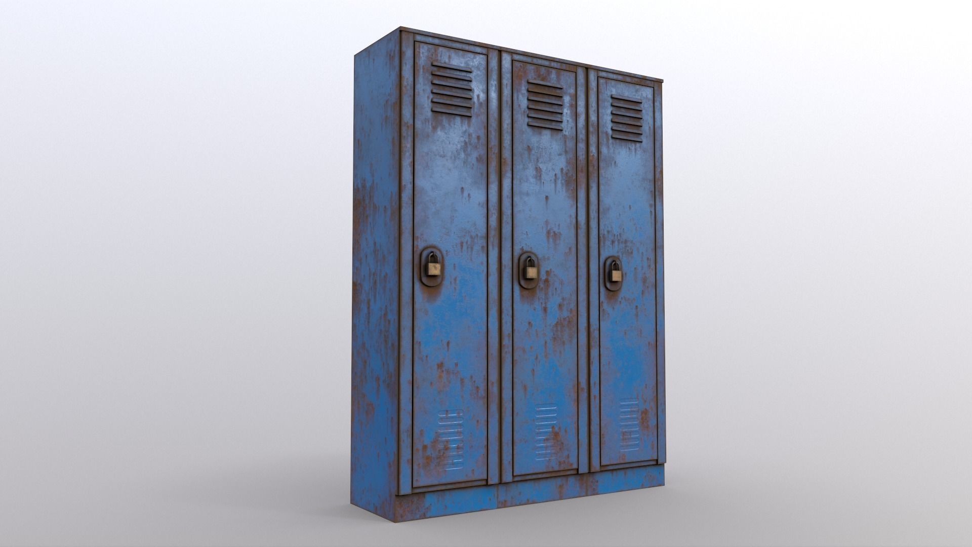 PBR School Gym Locker 01 - Blue Light Low-poly 3D model_10