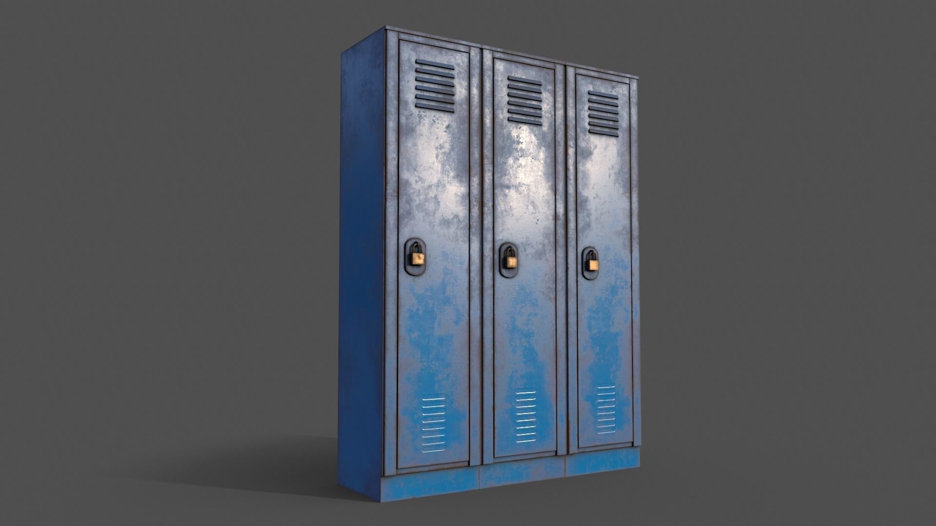 PBR School Gym Locker 01 - Blue Light Low-poly 3D model_6