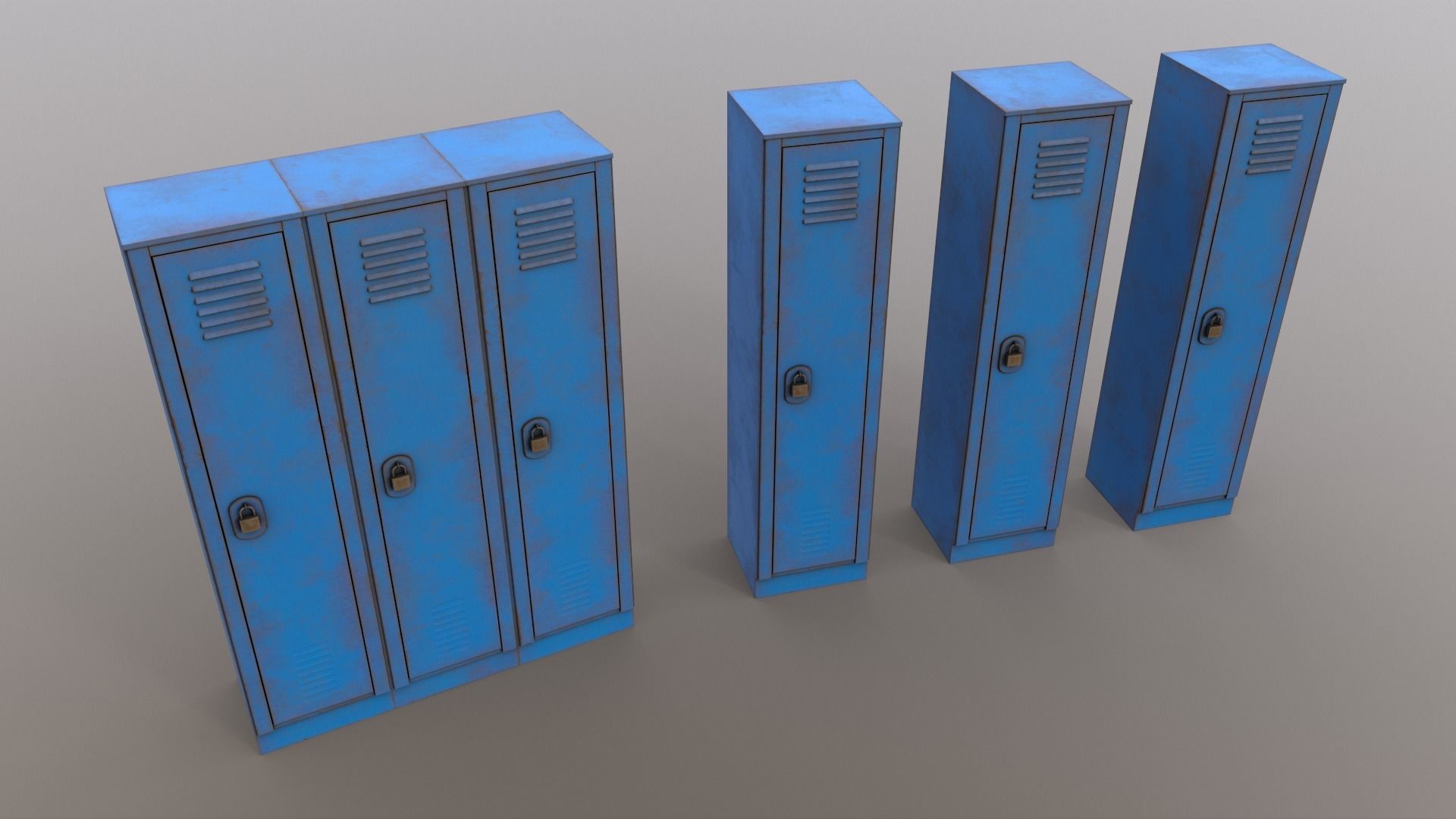 PBR School Gym Locker 01 - Blue Light Low-poly 3D model_15