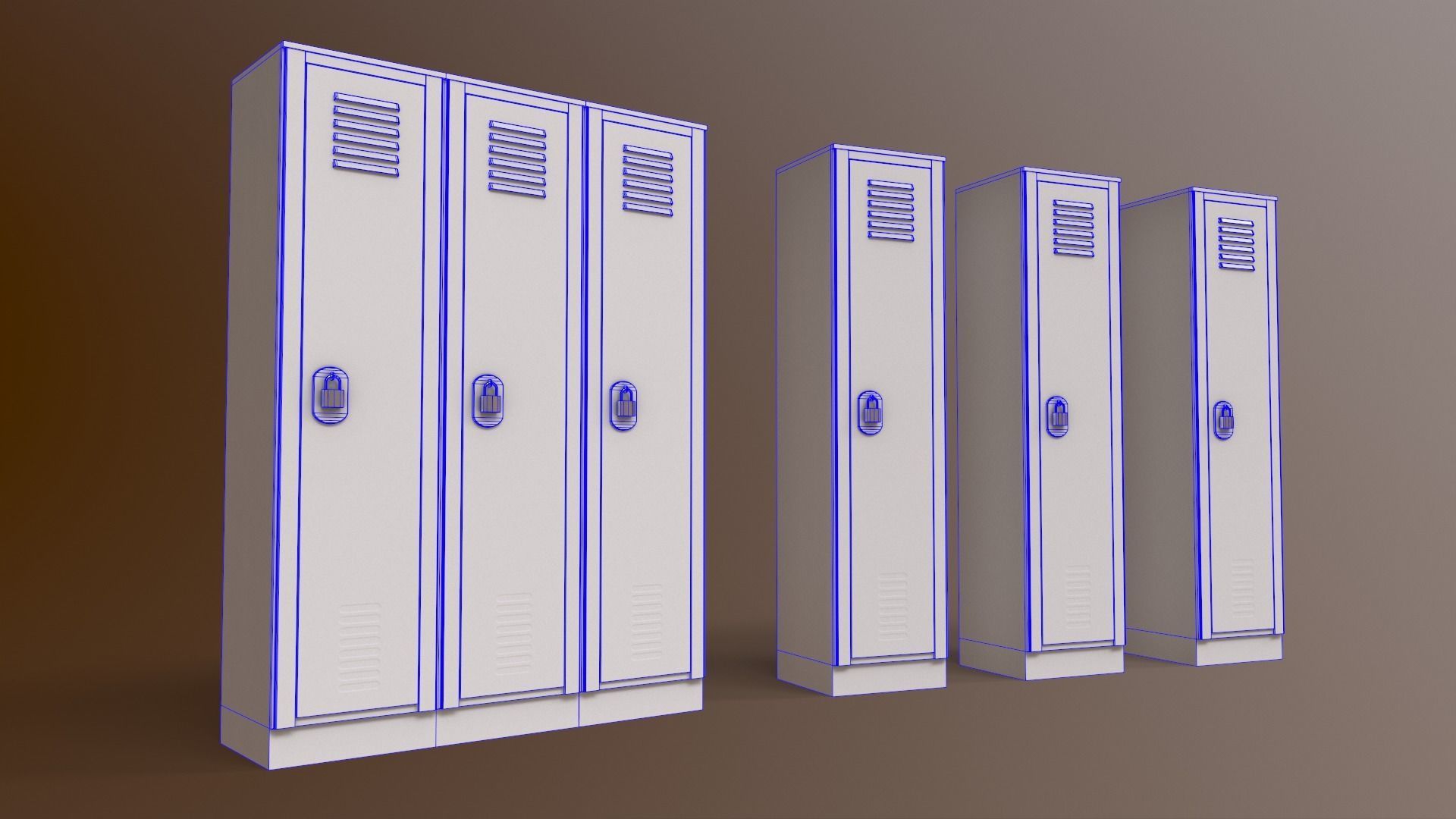 PBR School Gym Locker 01 - Blue Light Low-poly 3D model_29