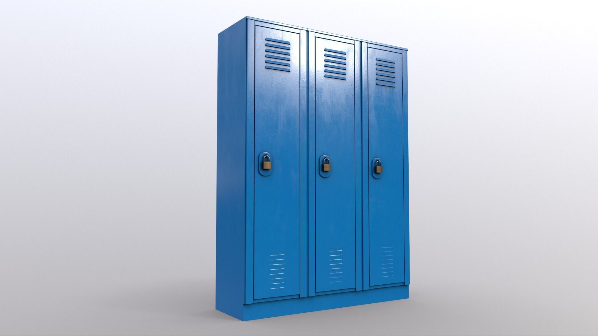 PBR School Gym Locker 01 - Blue Light Low-poly 3D model_8