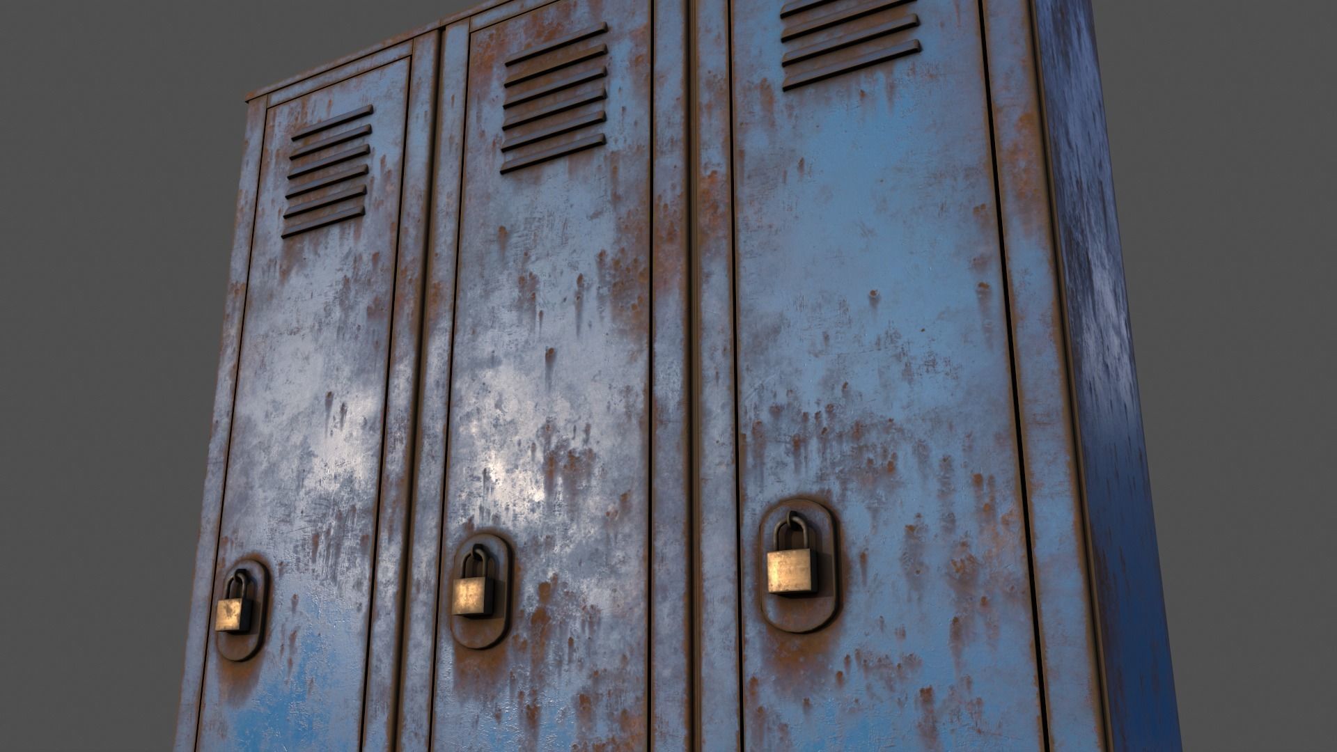 PBR School Gym Locker 01 - Blue Light Low-poly 3D model_23
