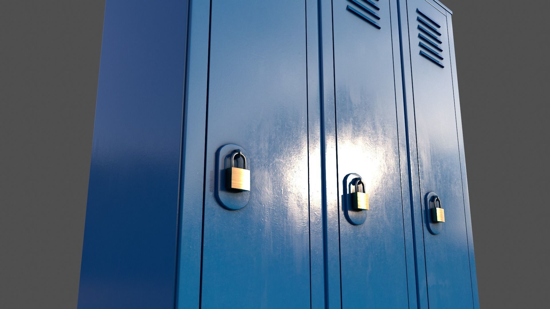 PBR School Gym Locker 01 - Blue Light Low-poly 3D model_18