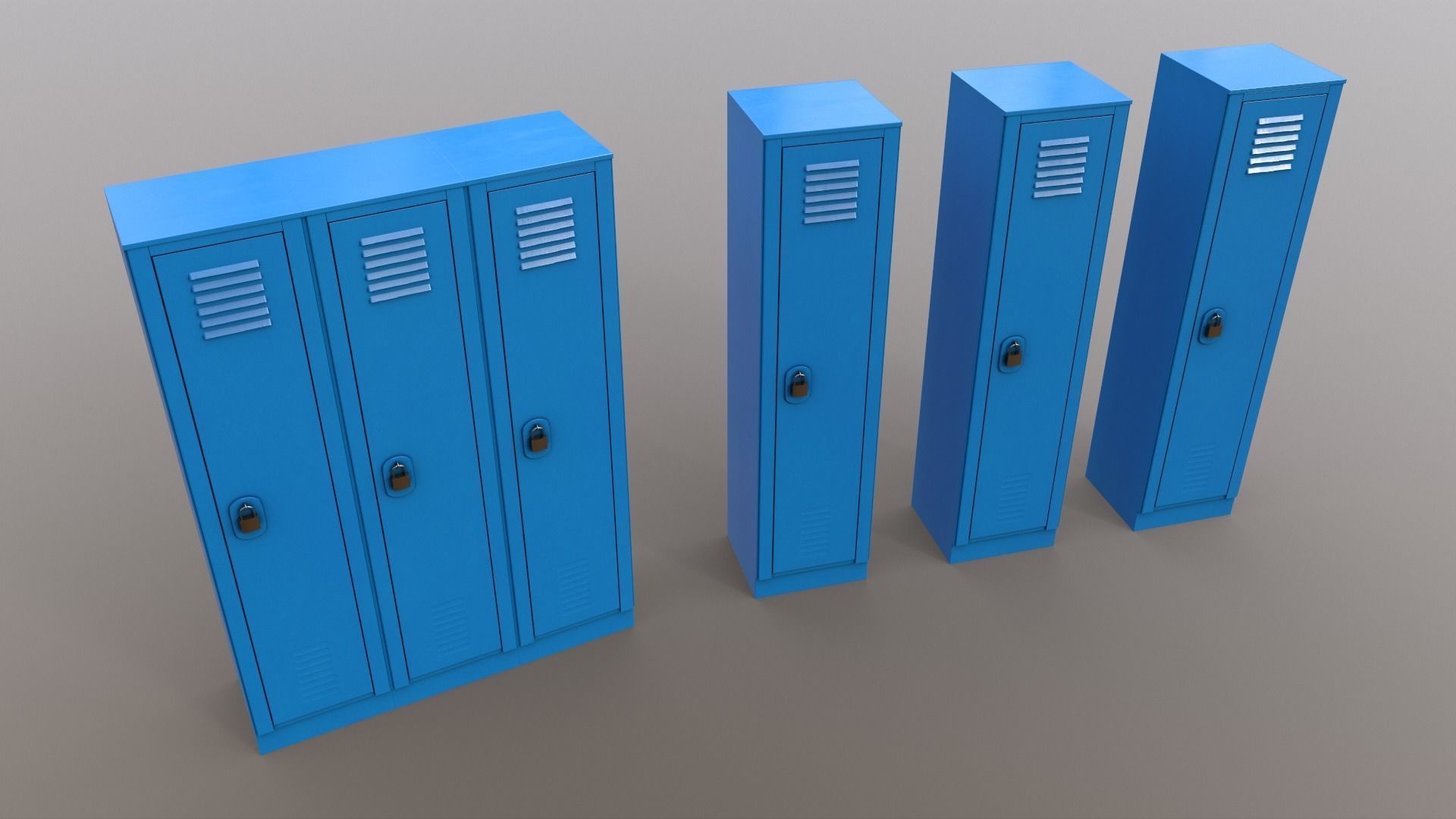 PBR School Gym Locker 01 - Blue Light Low-poly 3D model_14