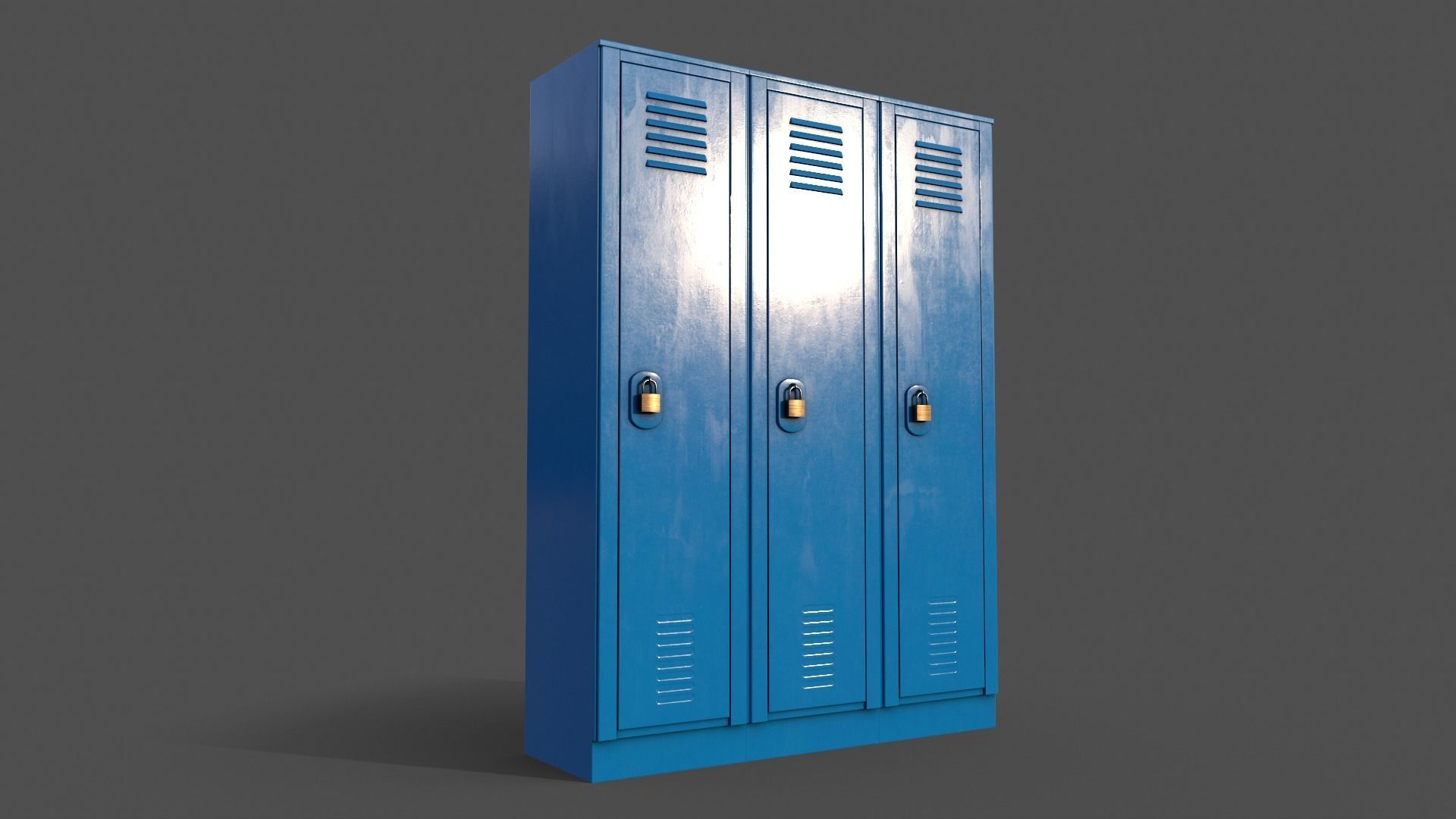 PBR School Gym Locker 01 - Blue Light Low-poly 3D model_5