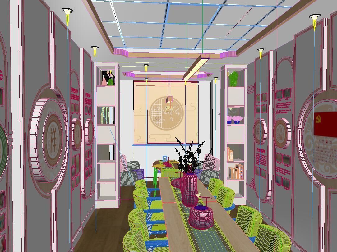 Complete scene of lounge Party member activity room 3D model_4