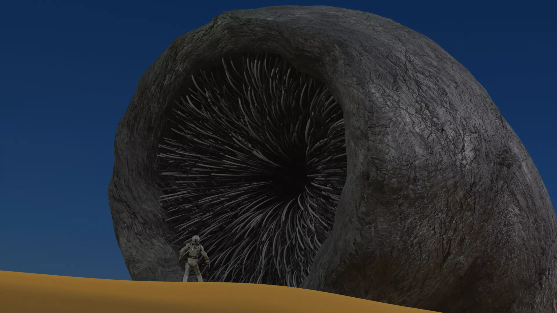 Sandworm From Dune Rigged Sci-fi Character Low-poly 3D model_0