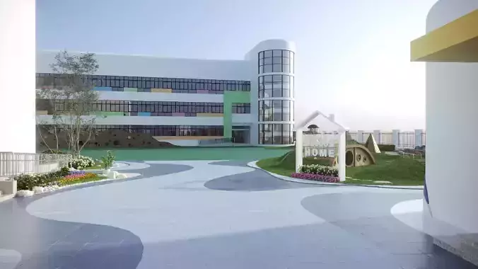 Greening of kindergarten playground and outdoor game ground