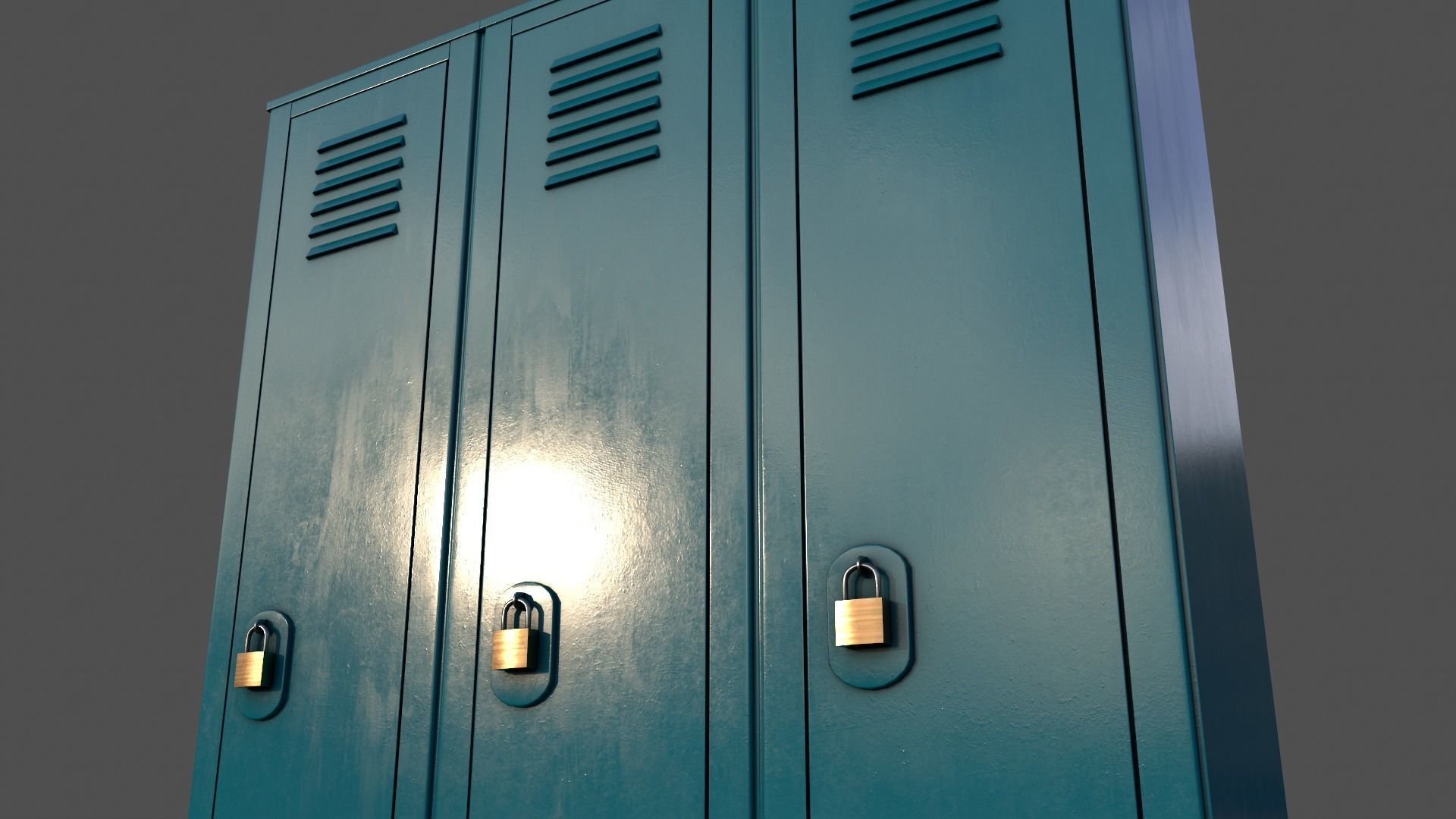 PBR School Gym Locker 01 - Blue Sea Low-poly 3D model_21