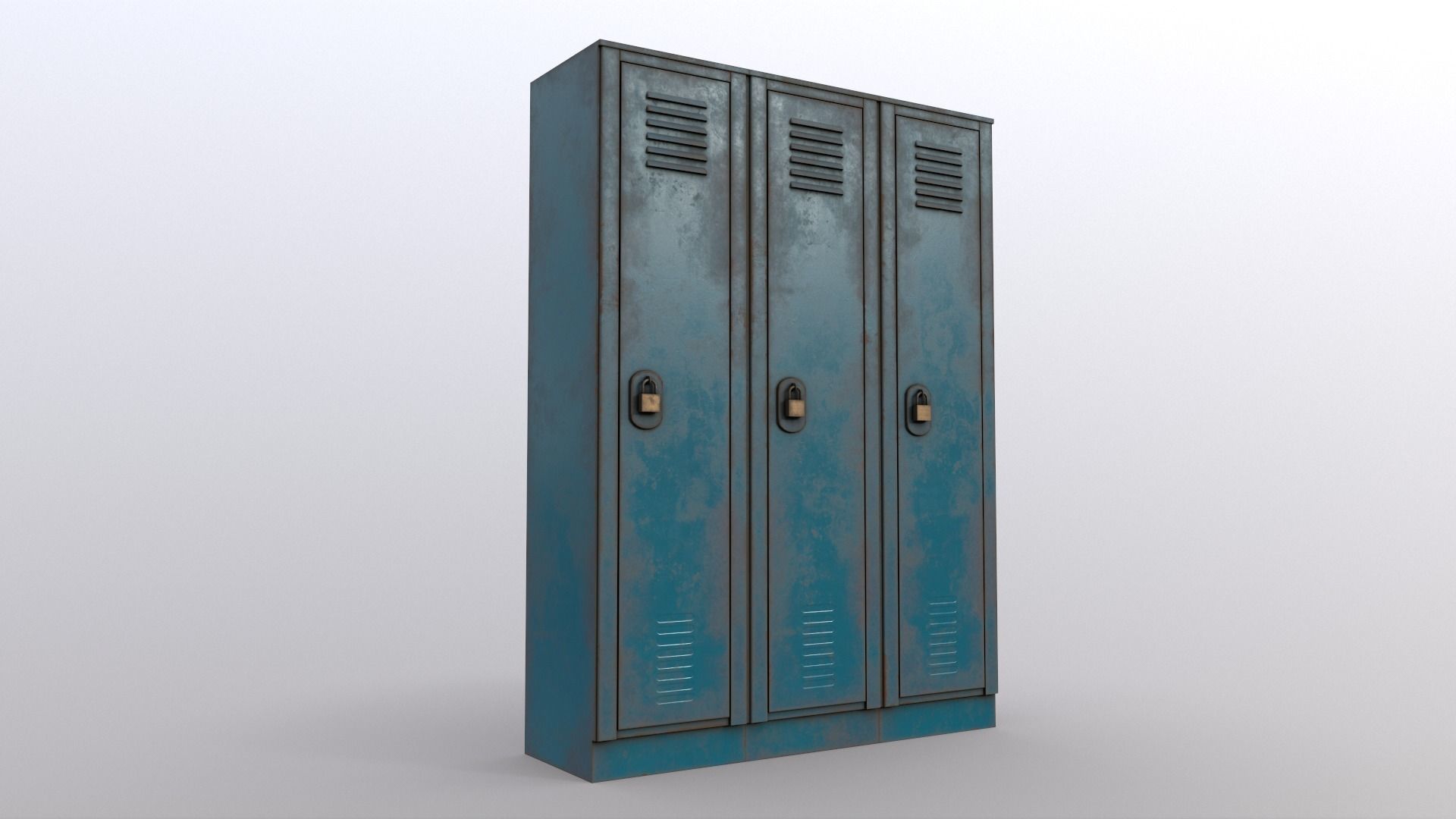 PBR School Gym Locker 01 - Blue Sea Low-poly 3D model_9