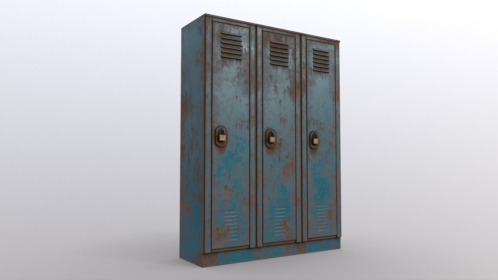 PBR School Gym Locker 01 - Blue Sea Low-poly 3D model_10