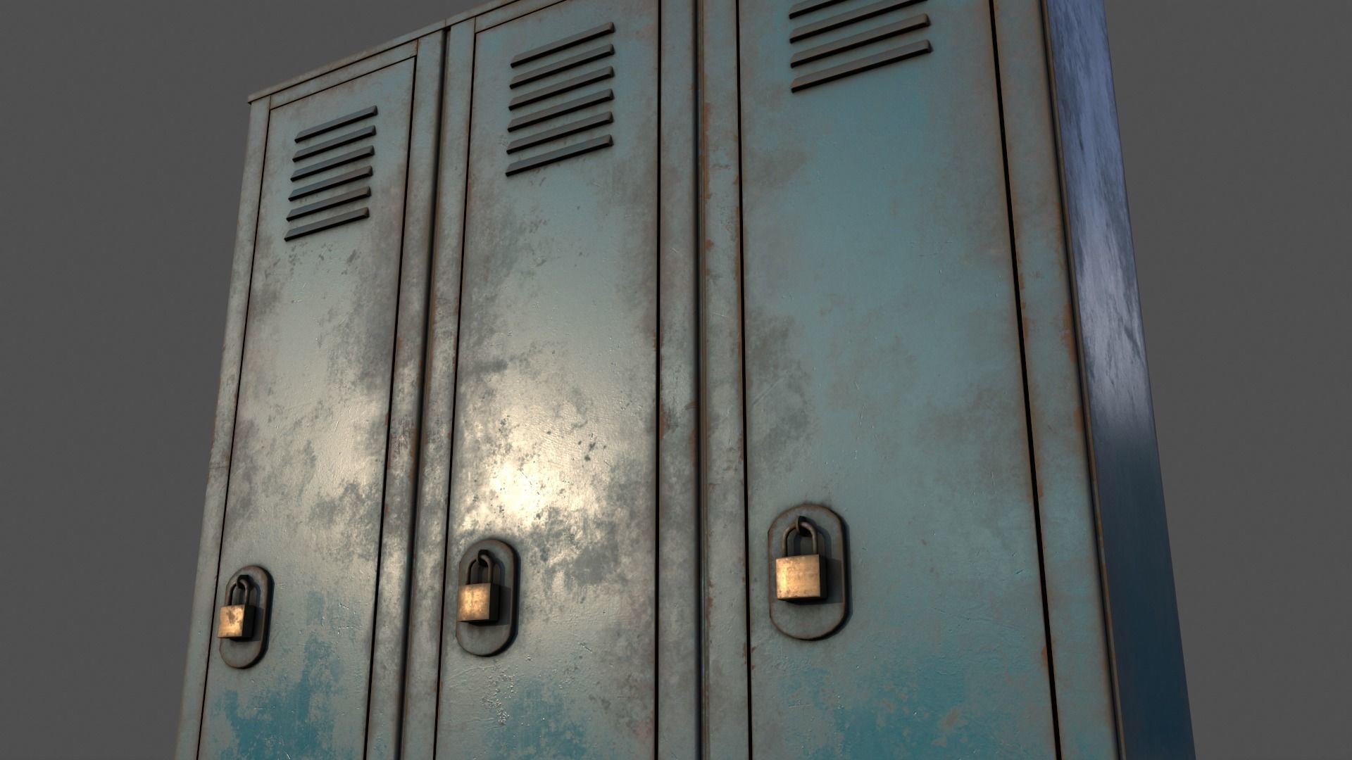 PBR School Gym Locker 01 - Blue Sea Low-poly 3D model_22
