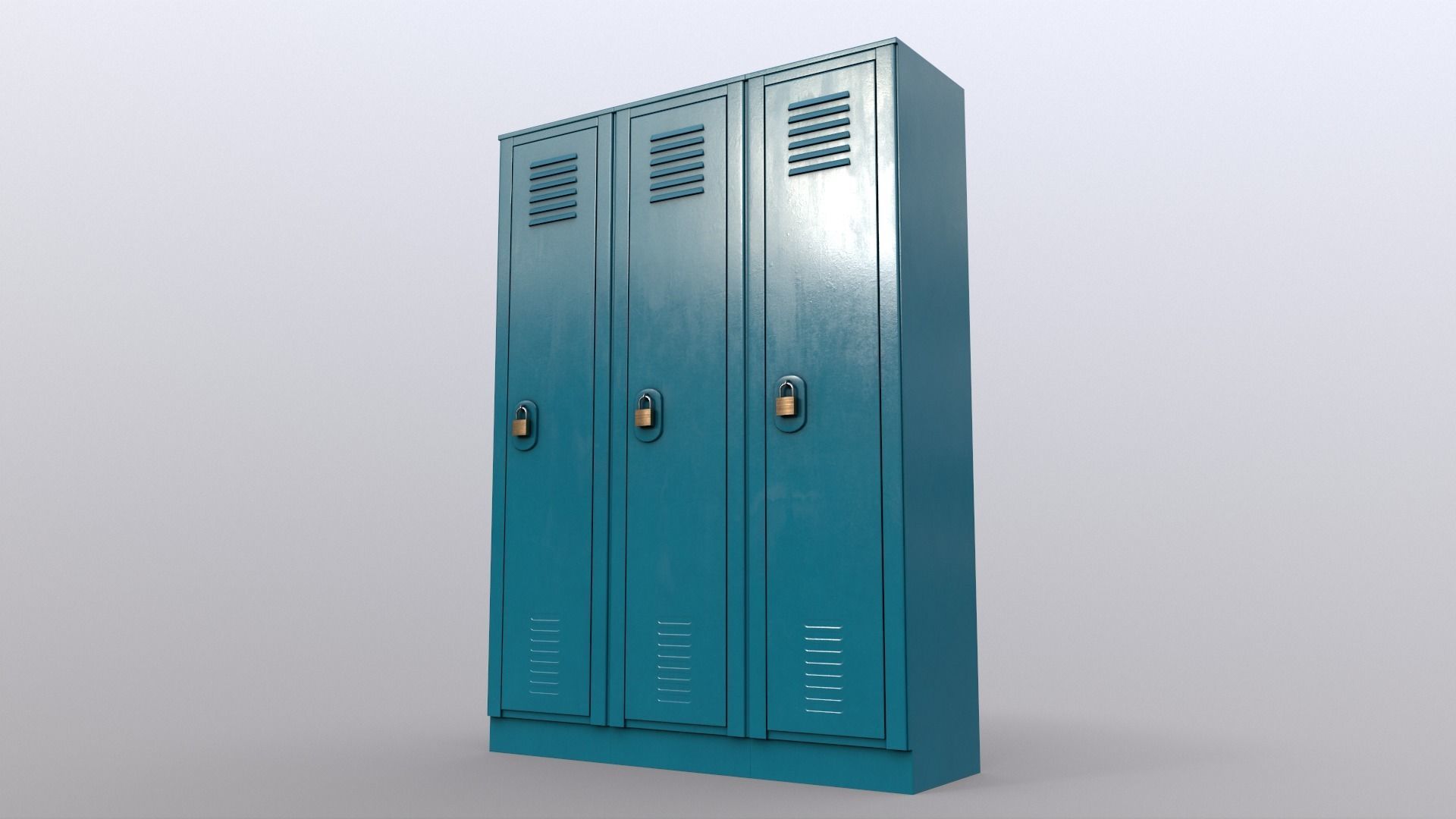 PBR School Gym Locker 01 - Blue Sea Low-poly 3D model_11