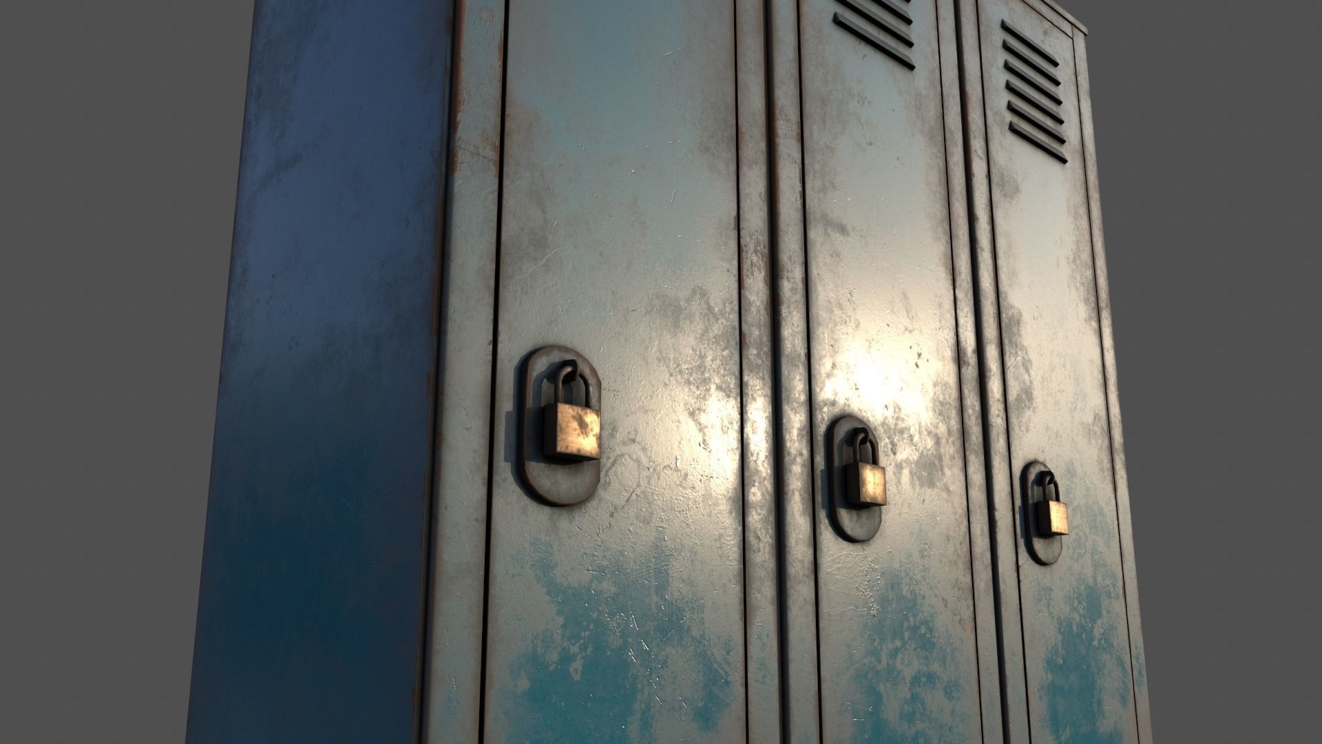 PBR School Gym Locker 01 - Blue Sea Low-poly 3D model_19