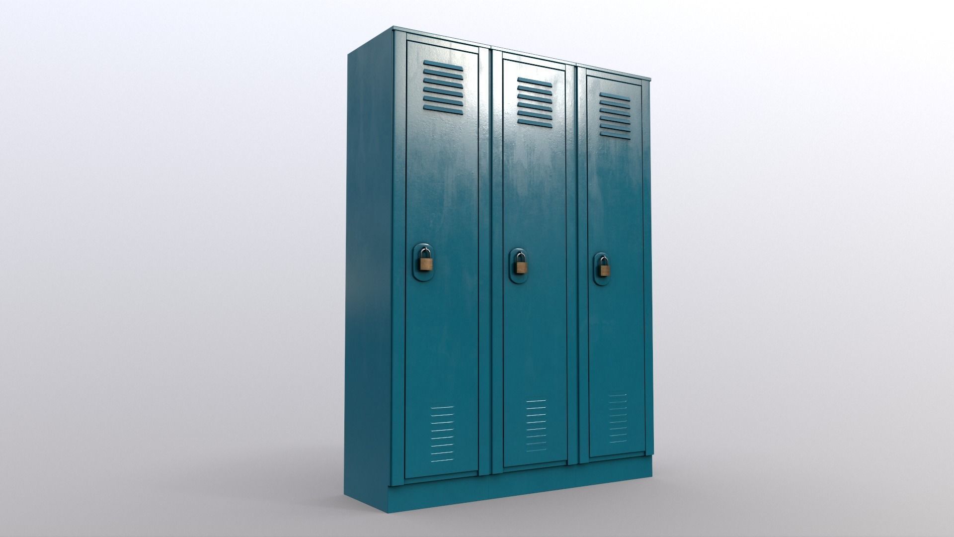 PBR School Gym Locker 01 - Blue Sea Low-poly 3D model_8