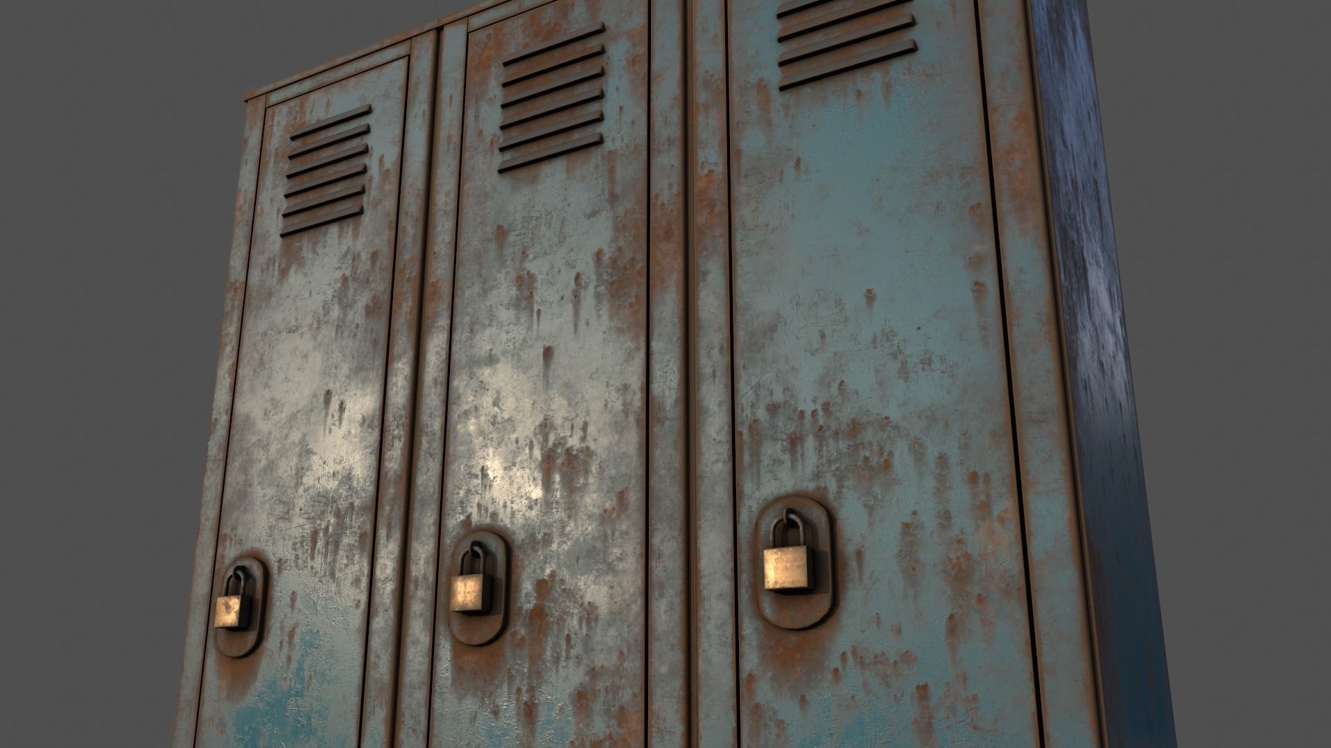 PBR School Gym Locker 01 - Blue Sea Low-poly 3D model_23
