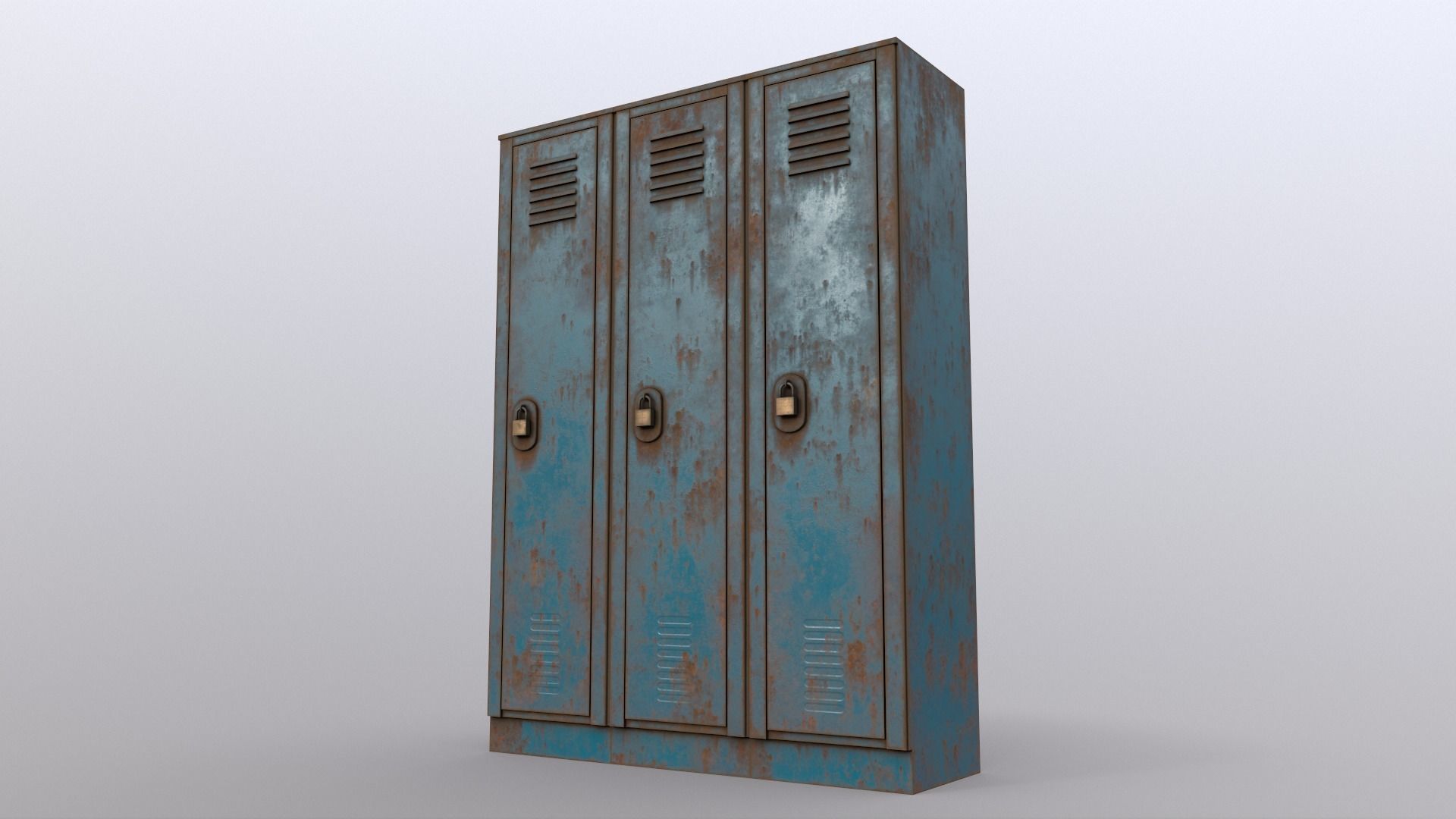PBR School Gym Locker 01 - Blue Sea Low-poly 3D model_13