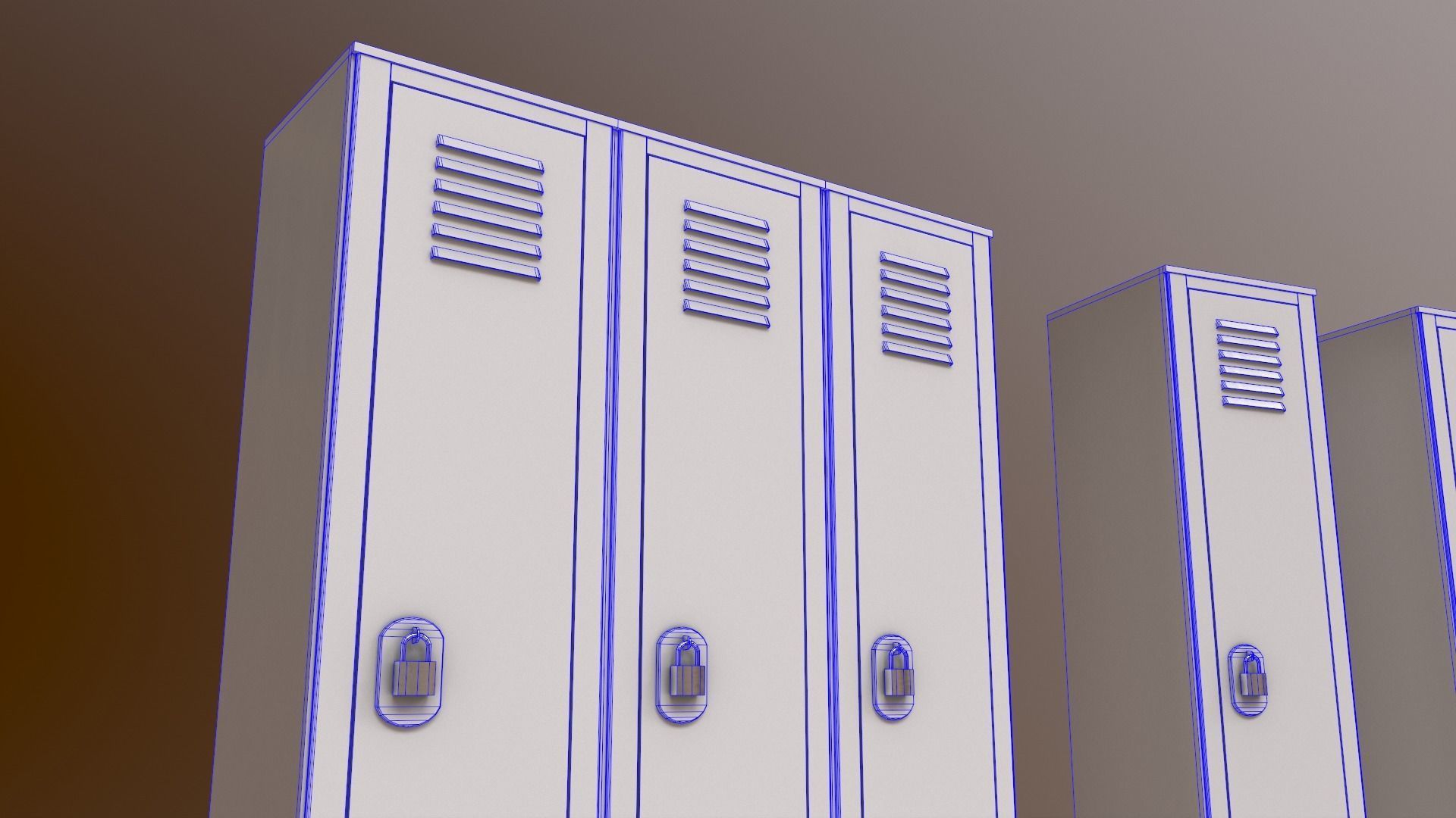 PBR School Gym Locker 01 - Green Dark Low-poly 3D model_31