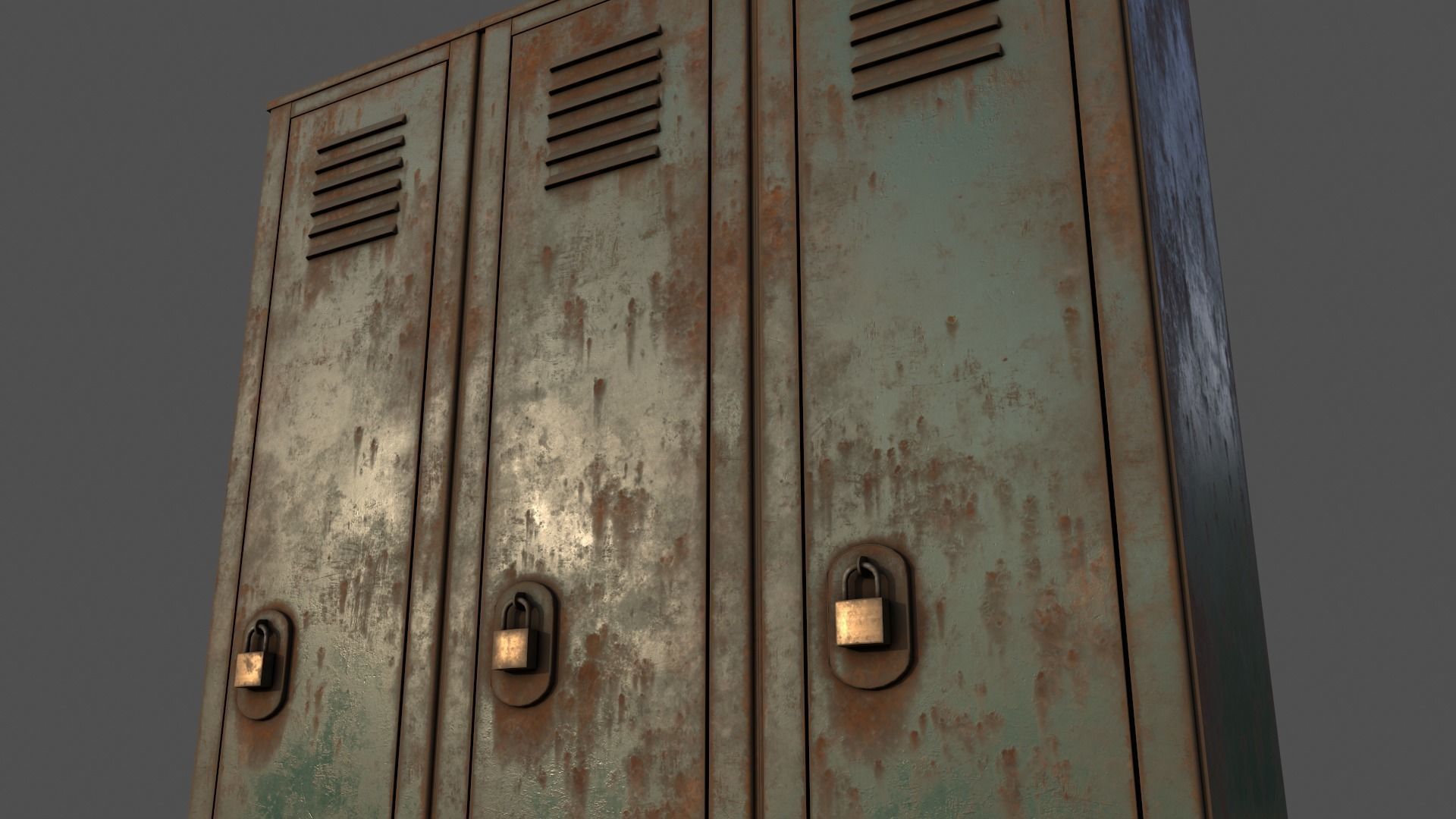 PBR School Gym Locker 01 - Green Dark Low-poly 3D model_23