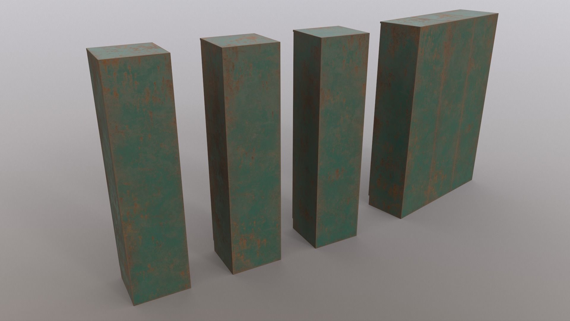 PBR School Gym Locker 01 - Green Dark Low-poly 3D model_17