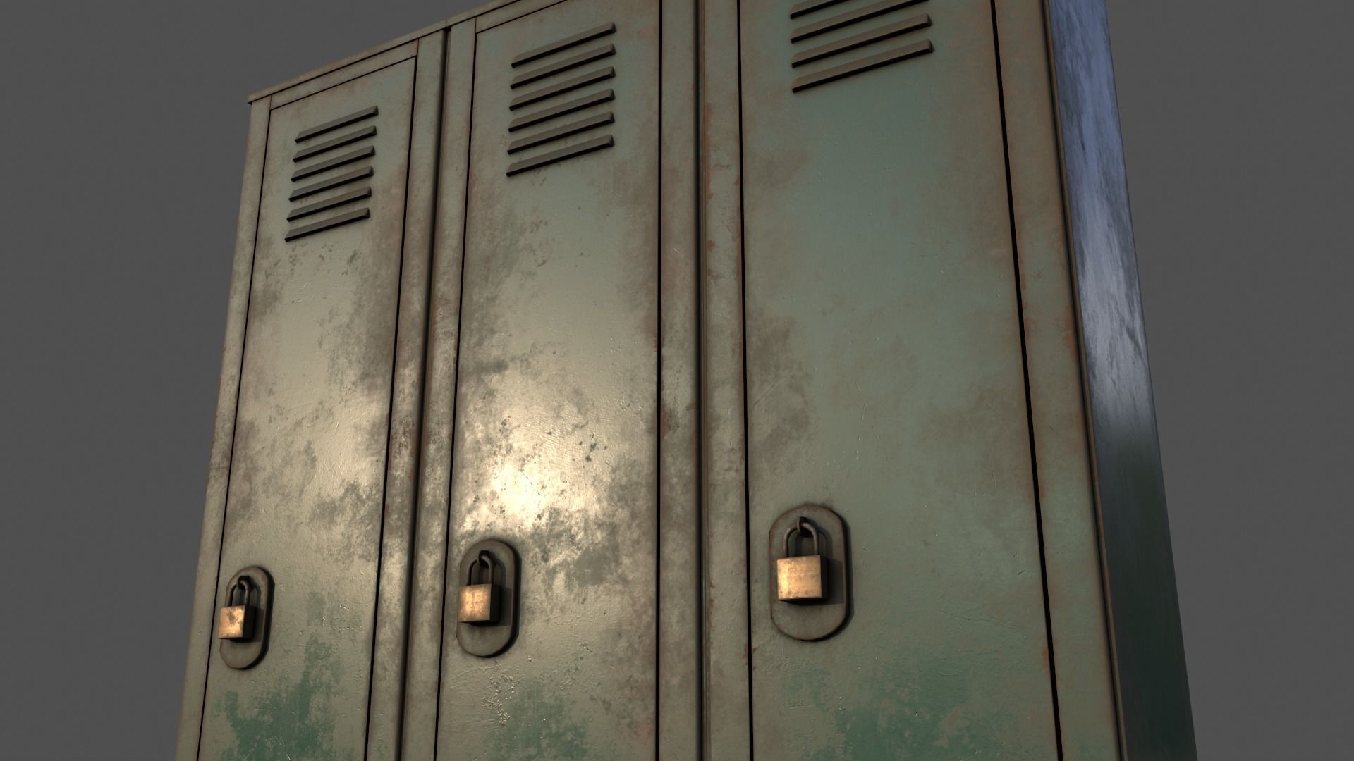 PBR School Gym Locker 01 - Green Dark Low-poly 3D model_22