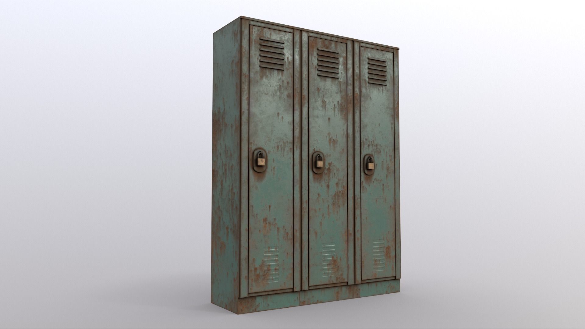 PBR School Gym Locker 01 - Green Light Low-poly 3D model_10