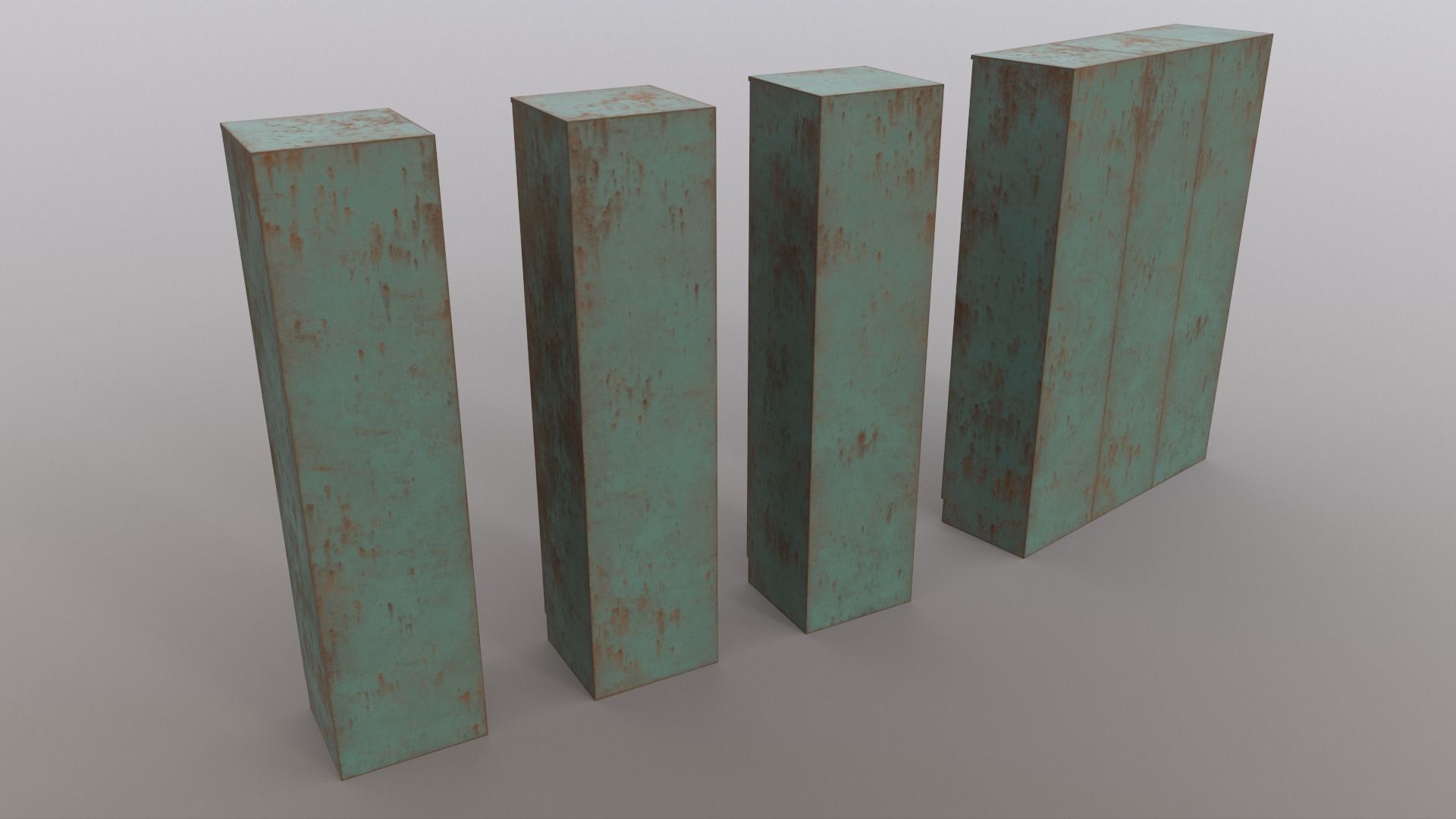 PBR School Gym Locker 01 - Green Light Low-poly 3D model_17