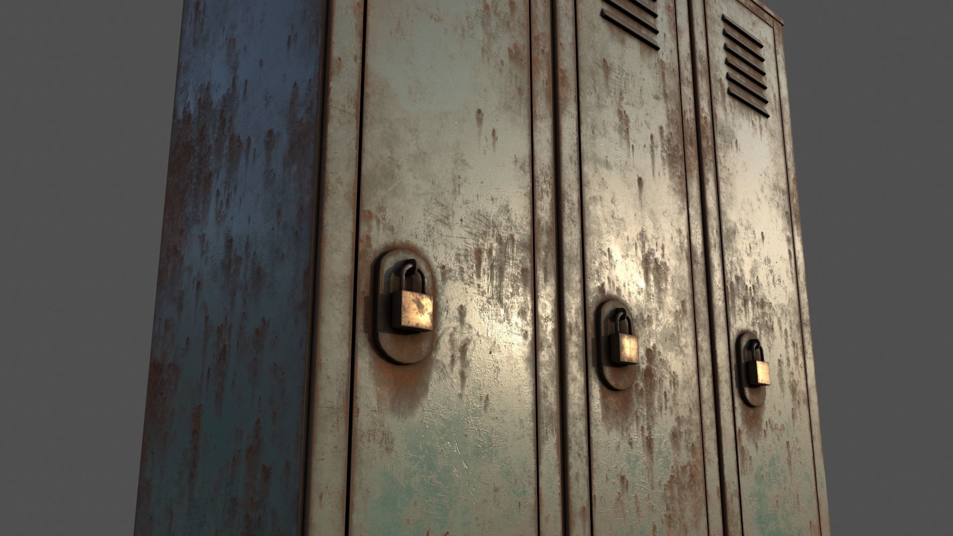 PBR School Gym Locker 01 - Green Light Low-poly 3D model_20