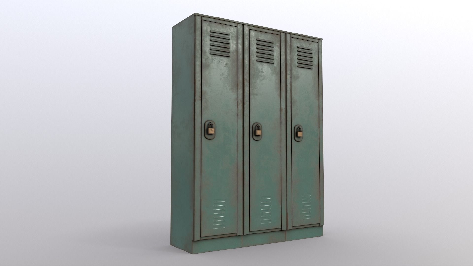 PBR School Gym Locker 01 - Green Light Low-poly 3D model_9