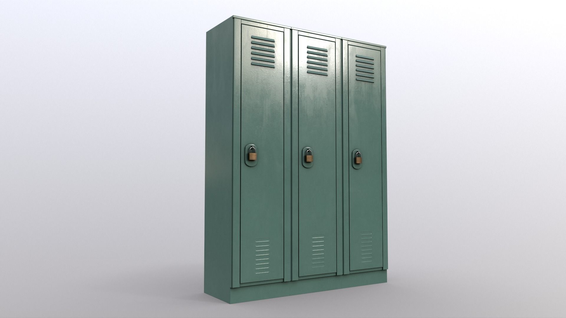 PBR School Gym Locker 01 - Green Light Low-poly 3D model_8
