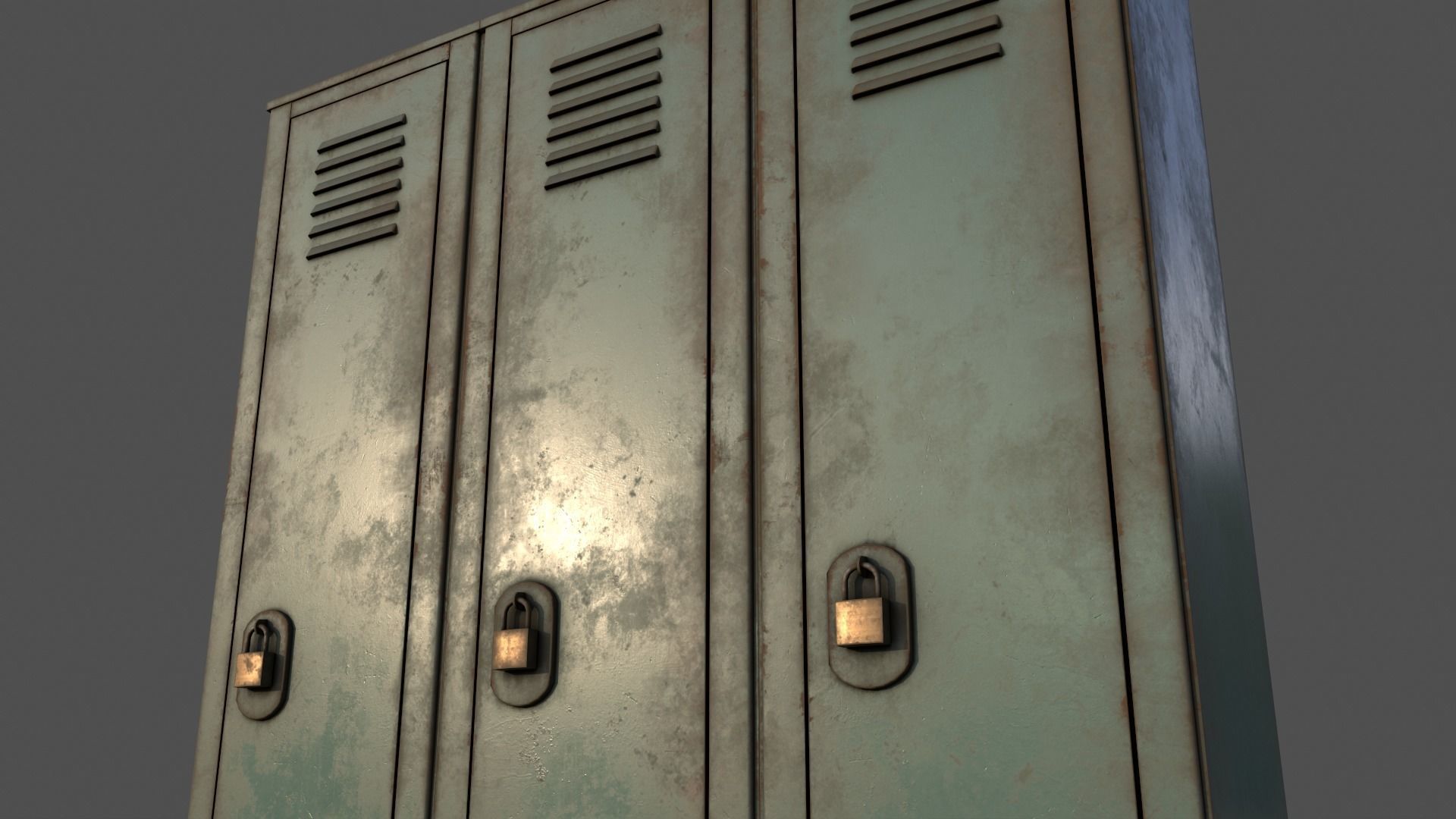 PBR School Gym Locker 01 - Green Light Low-poly 3D model_22