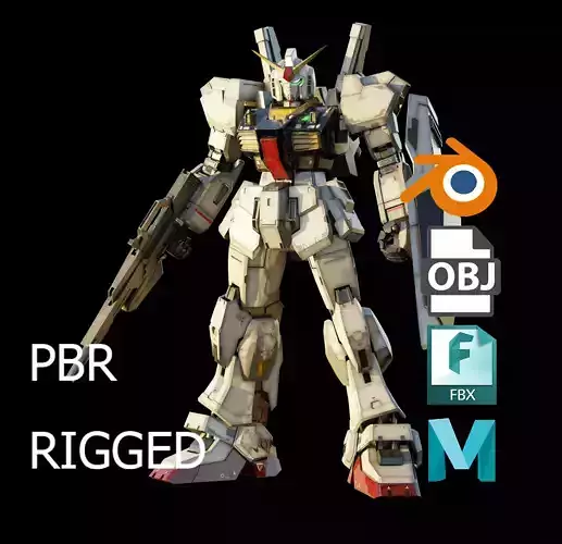 GUNDAM MK-II 3D  Realistic Texture Rigged MAYA 3DS MAX Blender 3D model