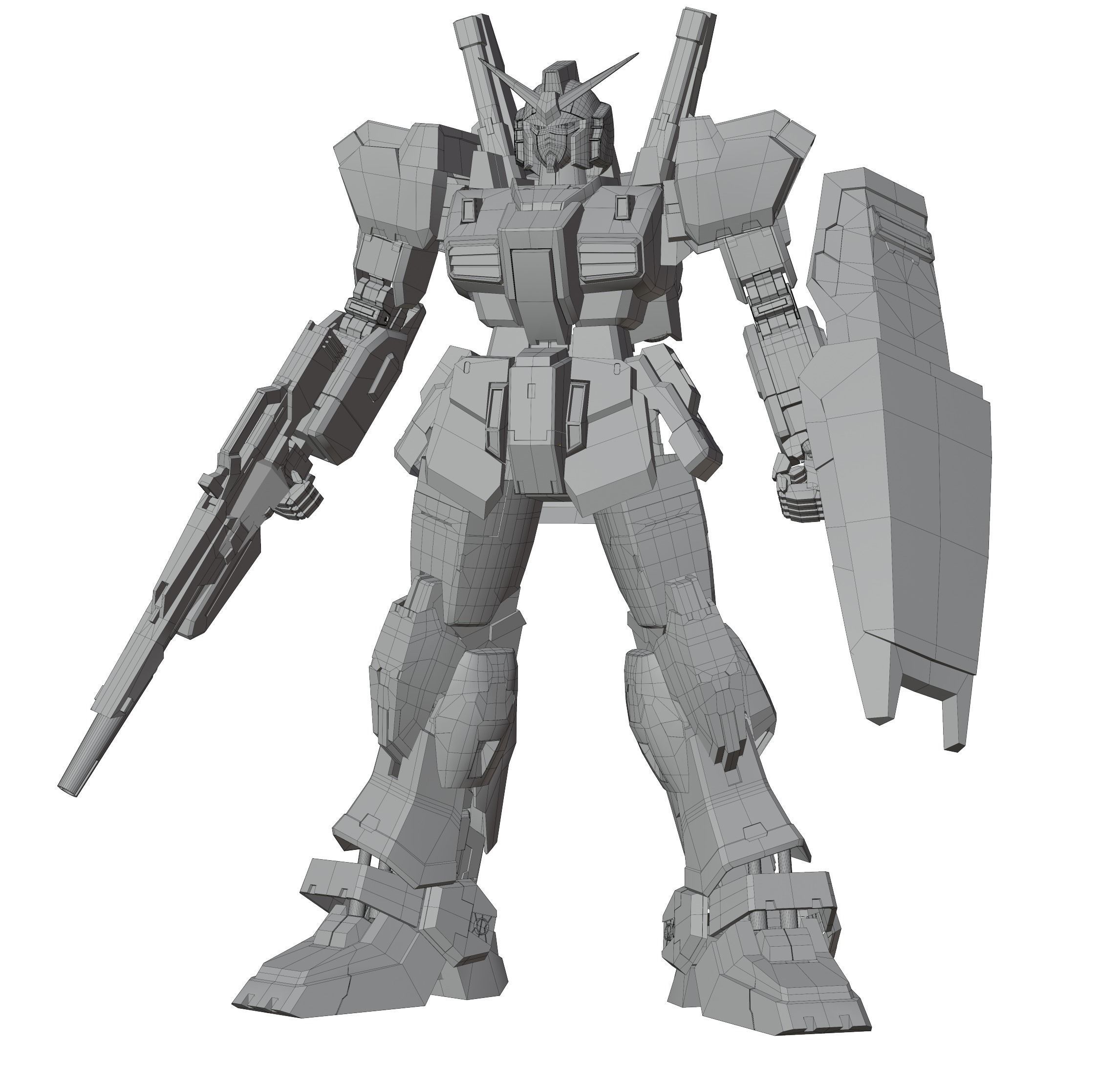 GUNDAM MK-II 3D Realistic Texture Rigged MAYA 3DS MAX Blender 3D model_4