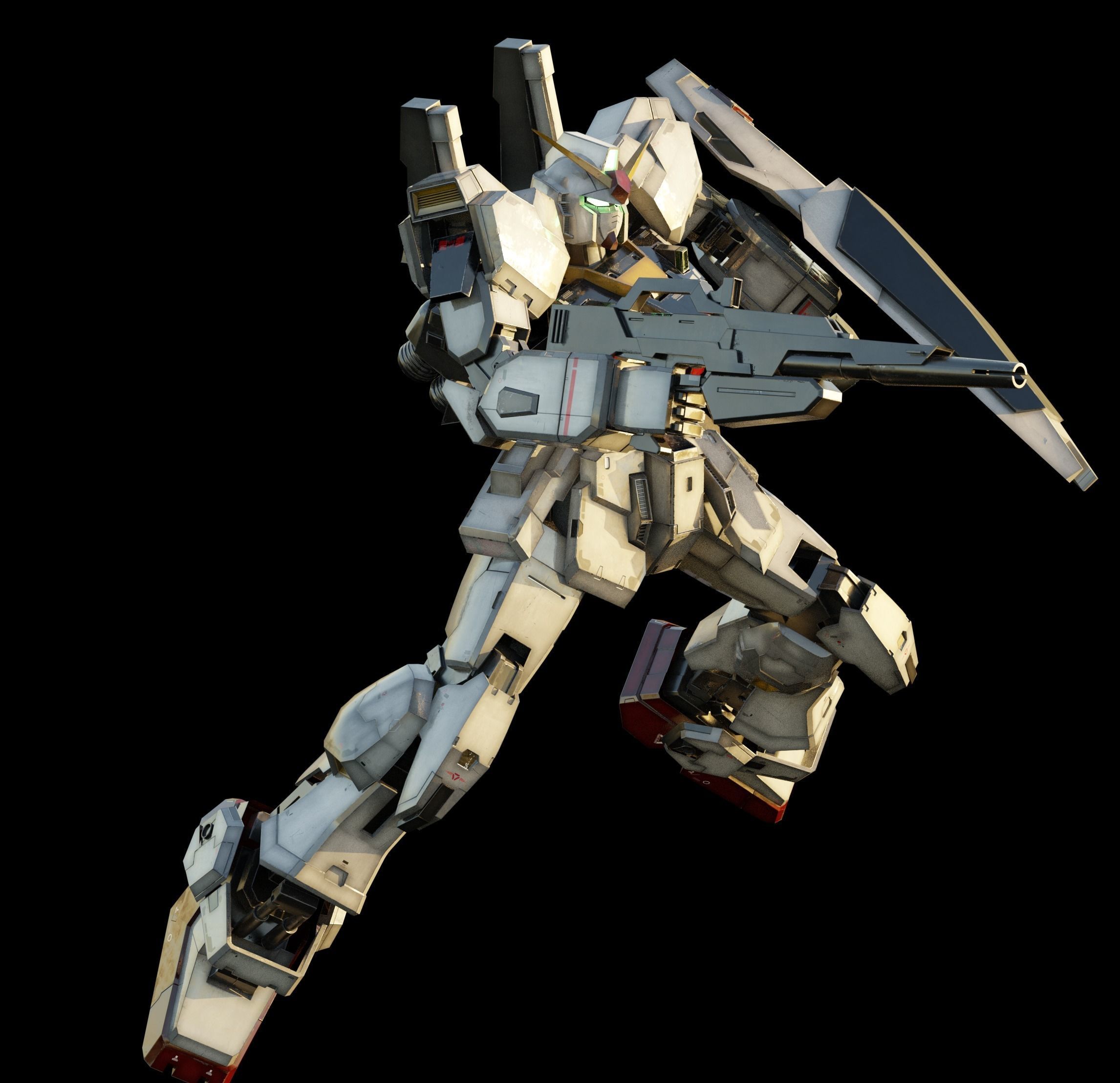 GUNDAM MK-II 3D Realistic Texture Rigged MAYA 3DS MAX Blender 3D model_9