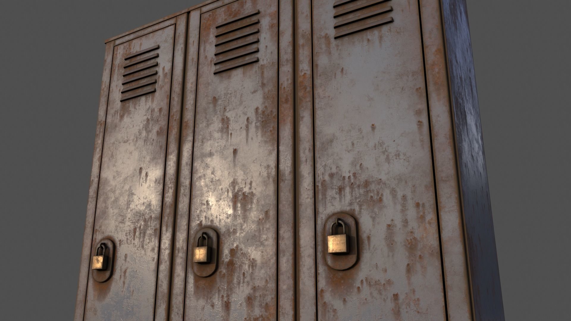 PBR School Gym Locker 01 - Grey Low-poly 3D model_23