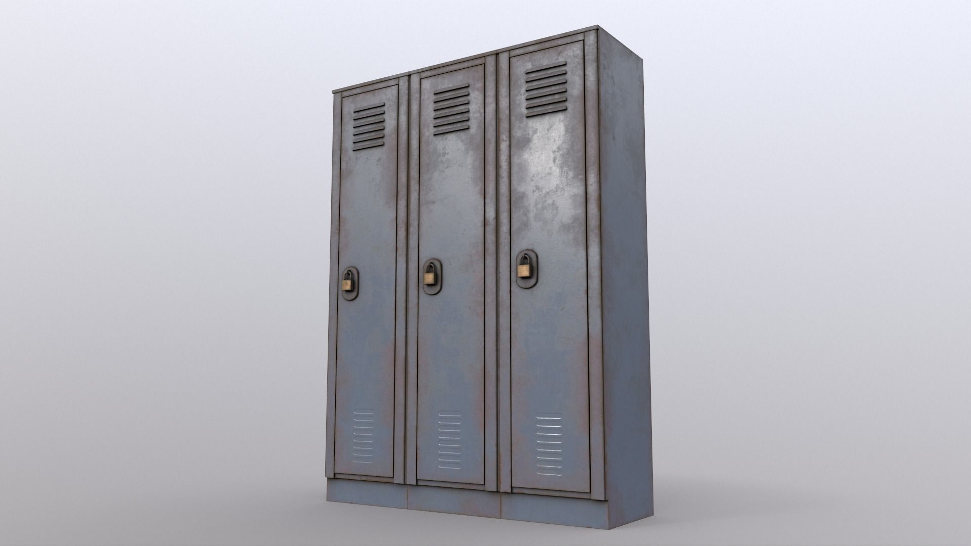 PBR School Gym Locker 01 - Grey Low-poly 3D model_12