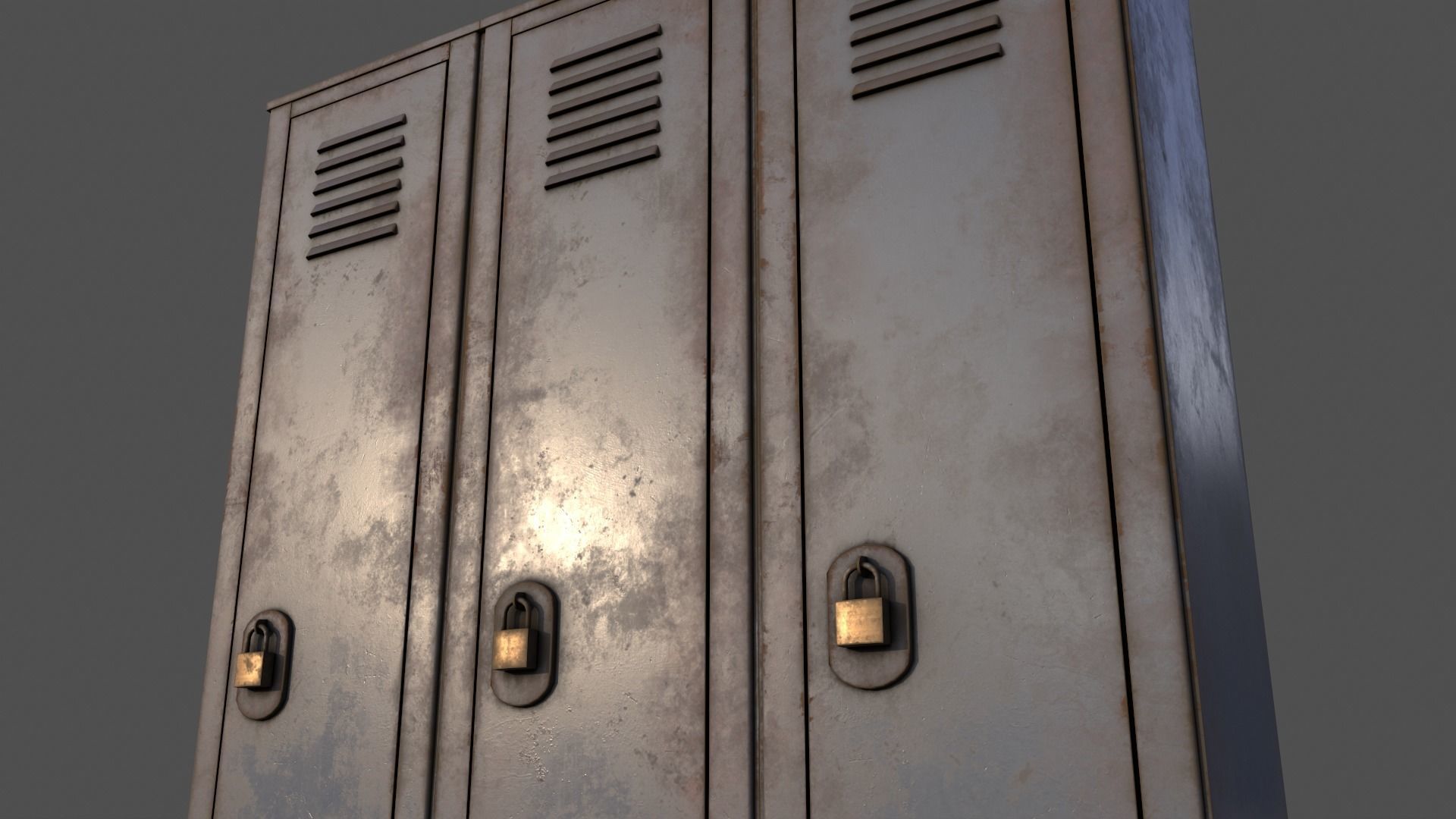 PBR School Gym Locker 01 - Grey Low-poly 3D model_22
