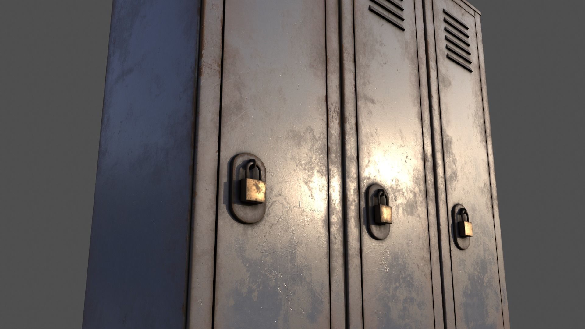 PBR School Gym Locker 01 - Grey Low-poly 3D model_19