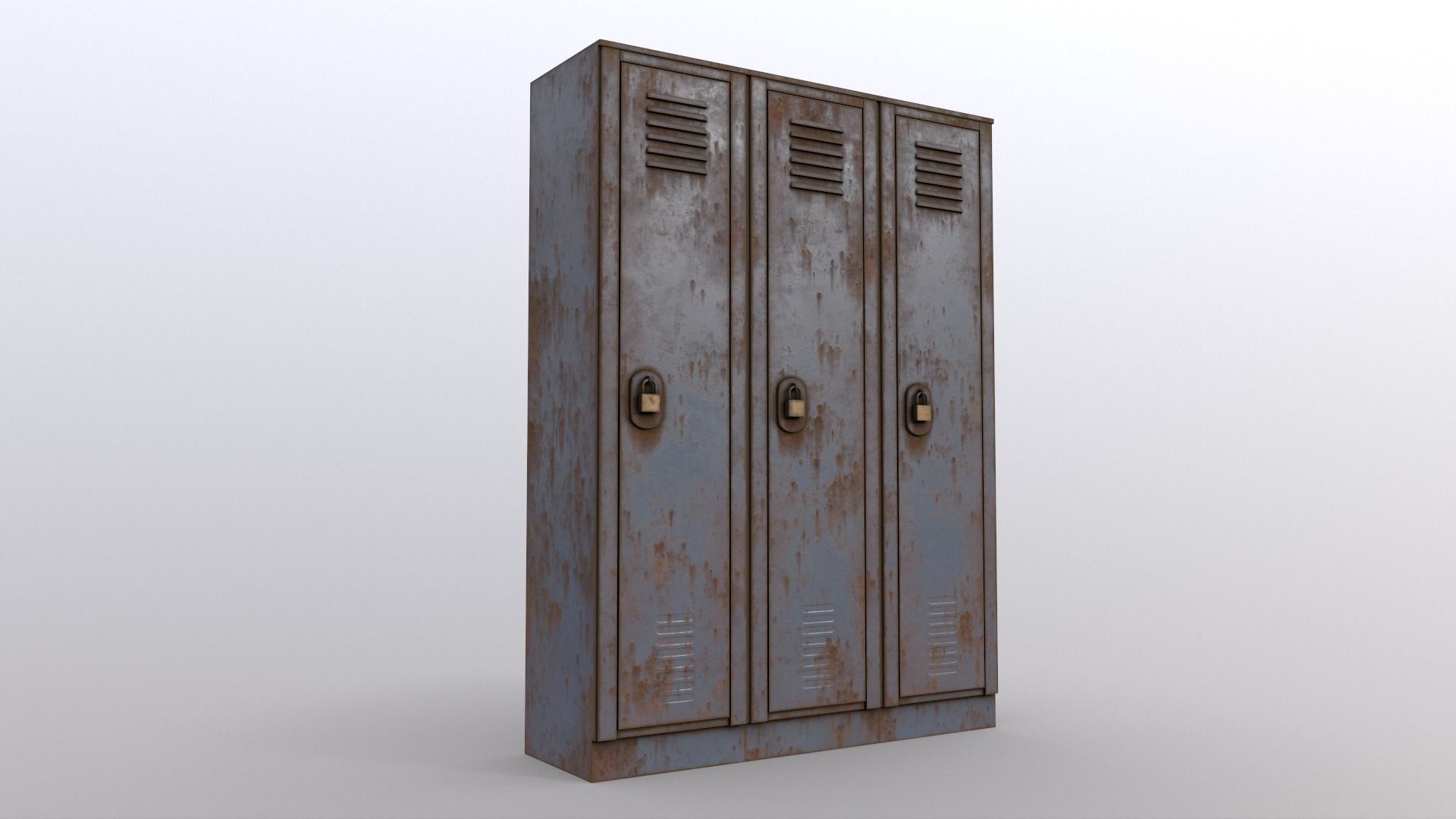 PBR School Gym Locker 01 - Grey Low-poly 3D model_10