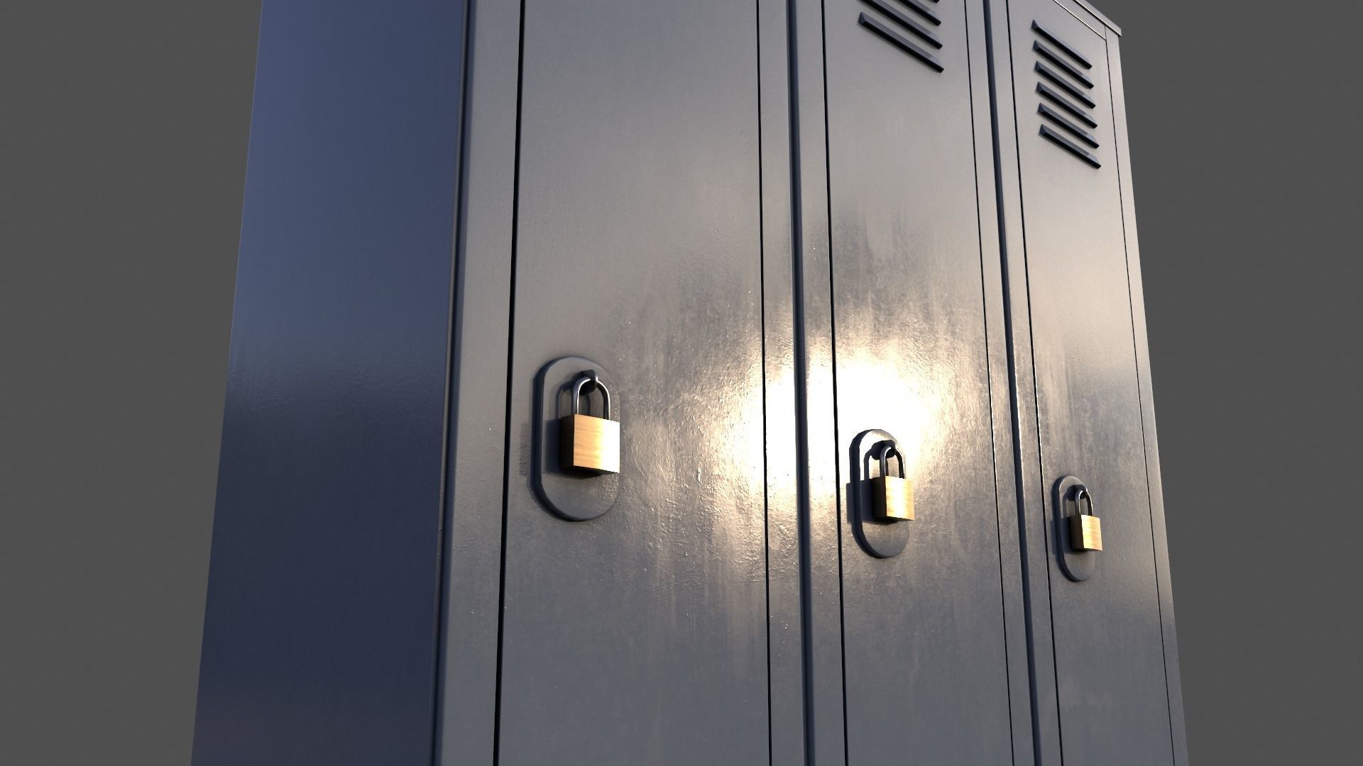 PBR School Gym Locker 01 - Grey Low-poly 3D model_18