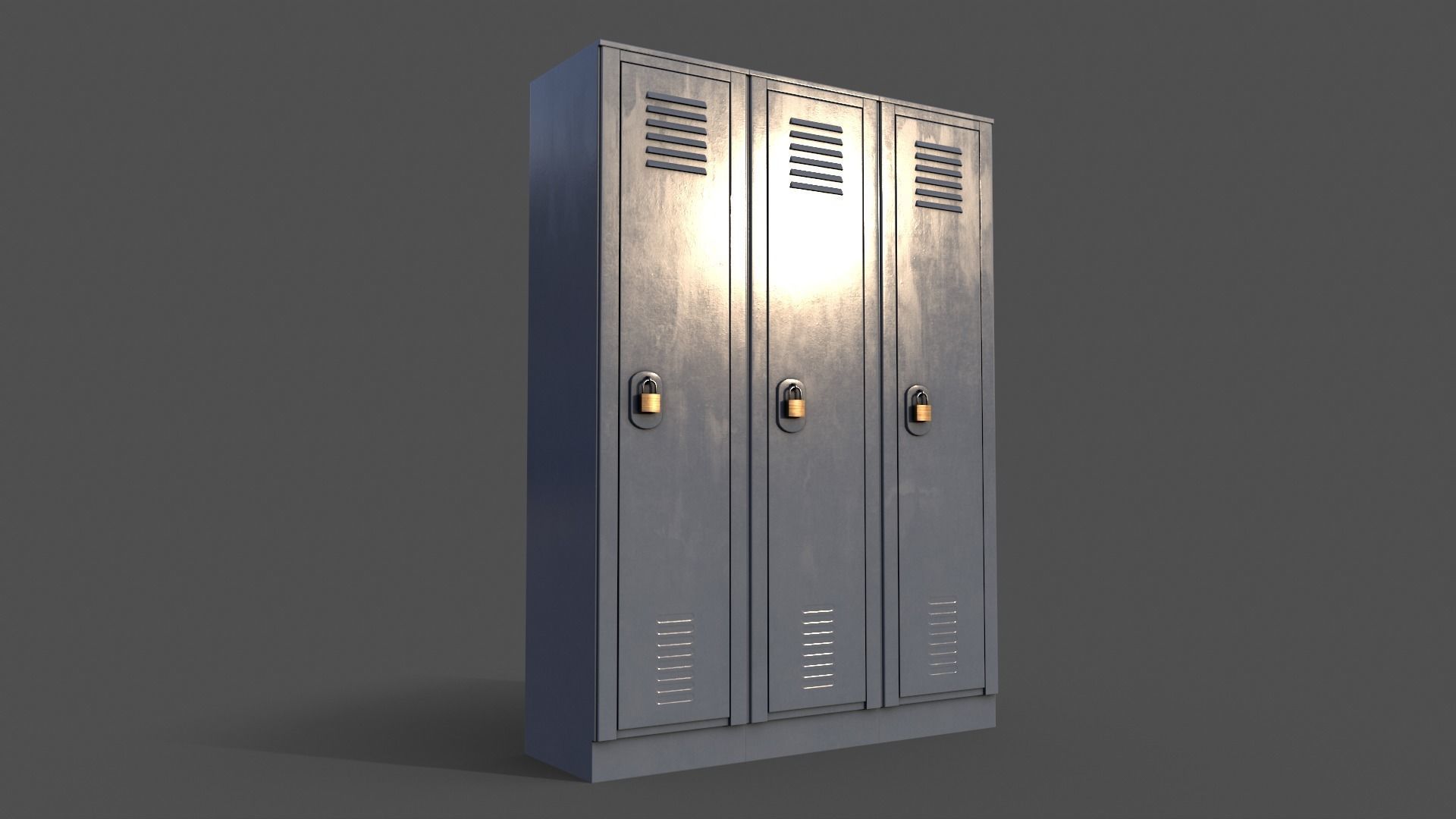 PBR School Gym Locker 01 - Grey Low-poly 3D model_5